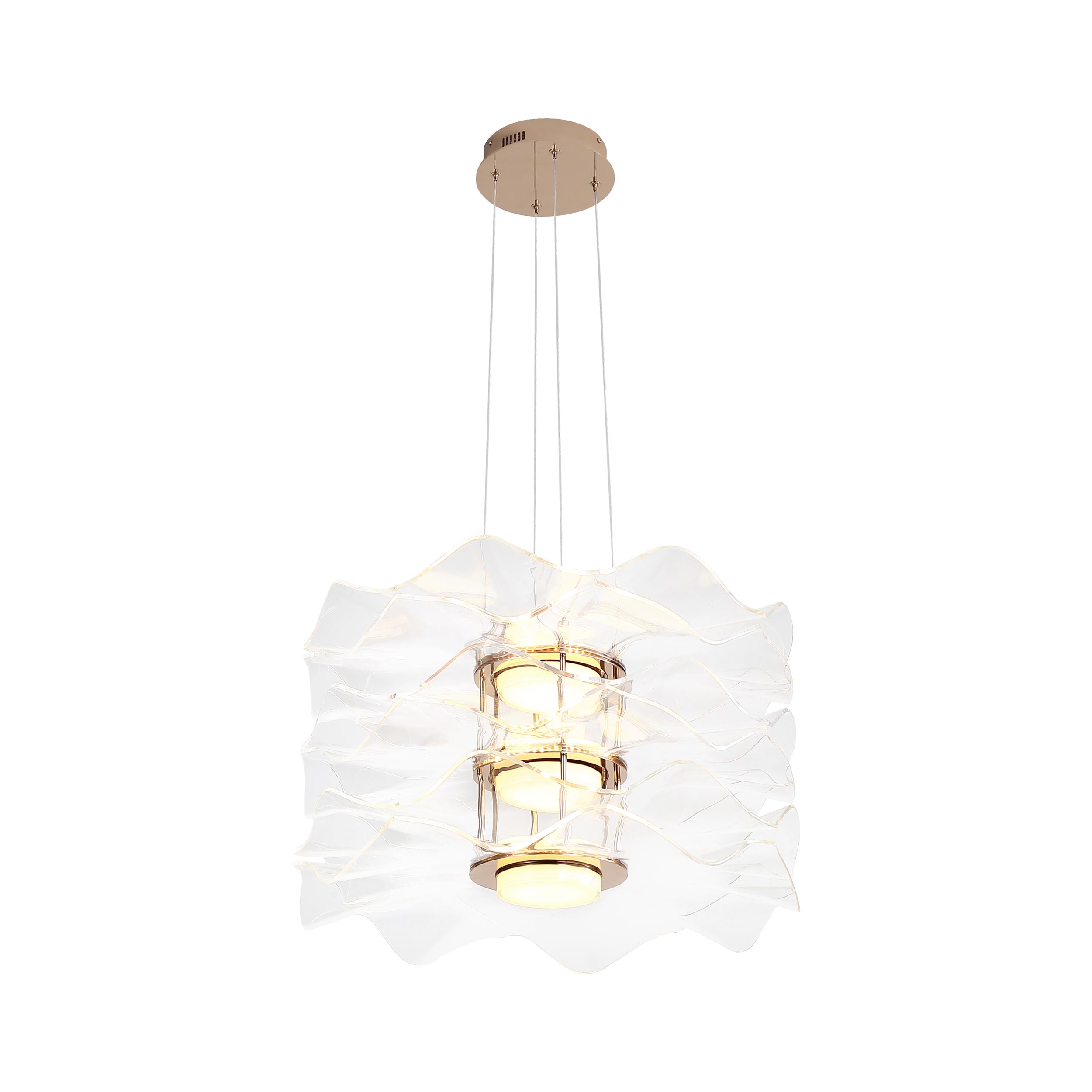 Golden Lighting Vetrina Integrated LED 3-tier Pendant in Light Gold - - Golden Lighting
