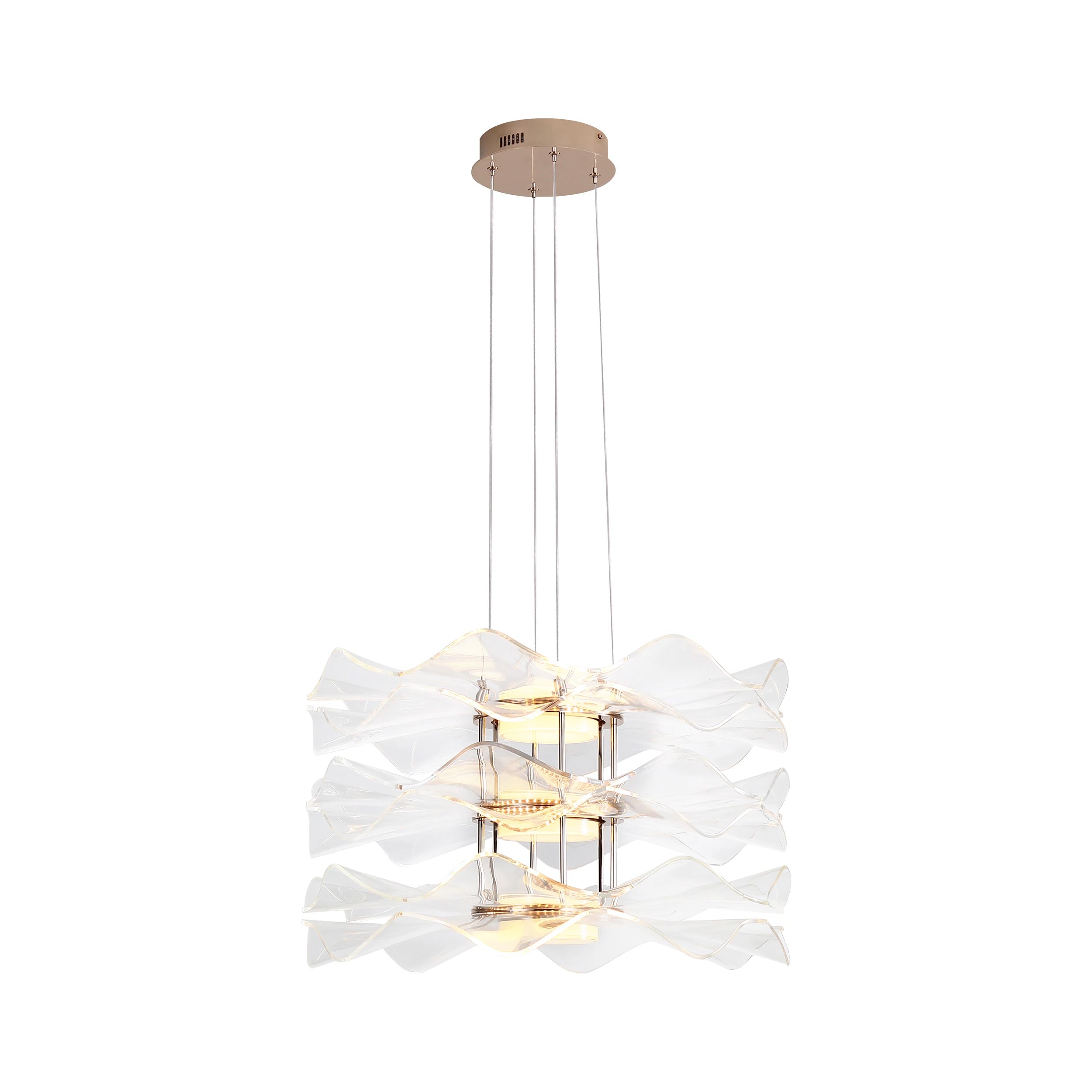 Vetrina LED 3-Light Pendant in Light Gold with Clear Glass Shade - Default Title - Golden Lighting