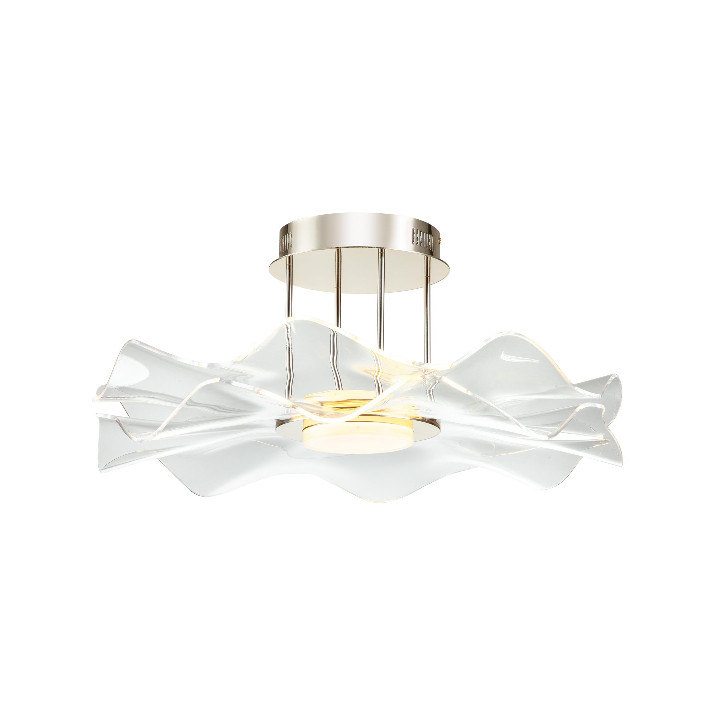 Vetrina LED 1-Light Semi-flush in Light Gold with Clear Glass Shade - Default Title - Golden Lighting