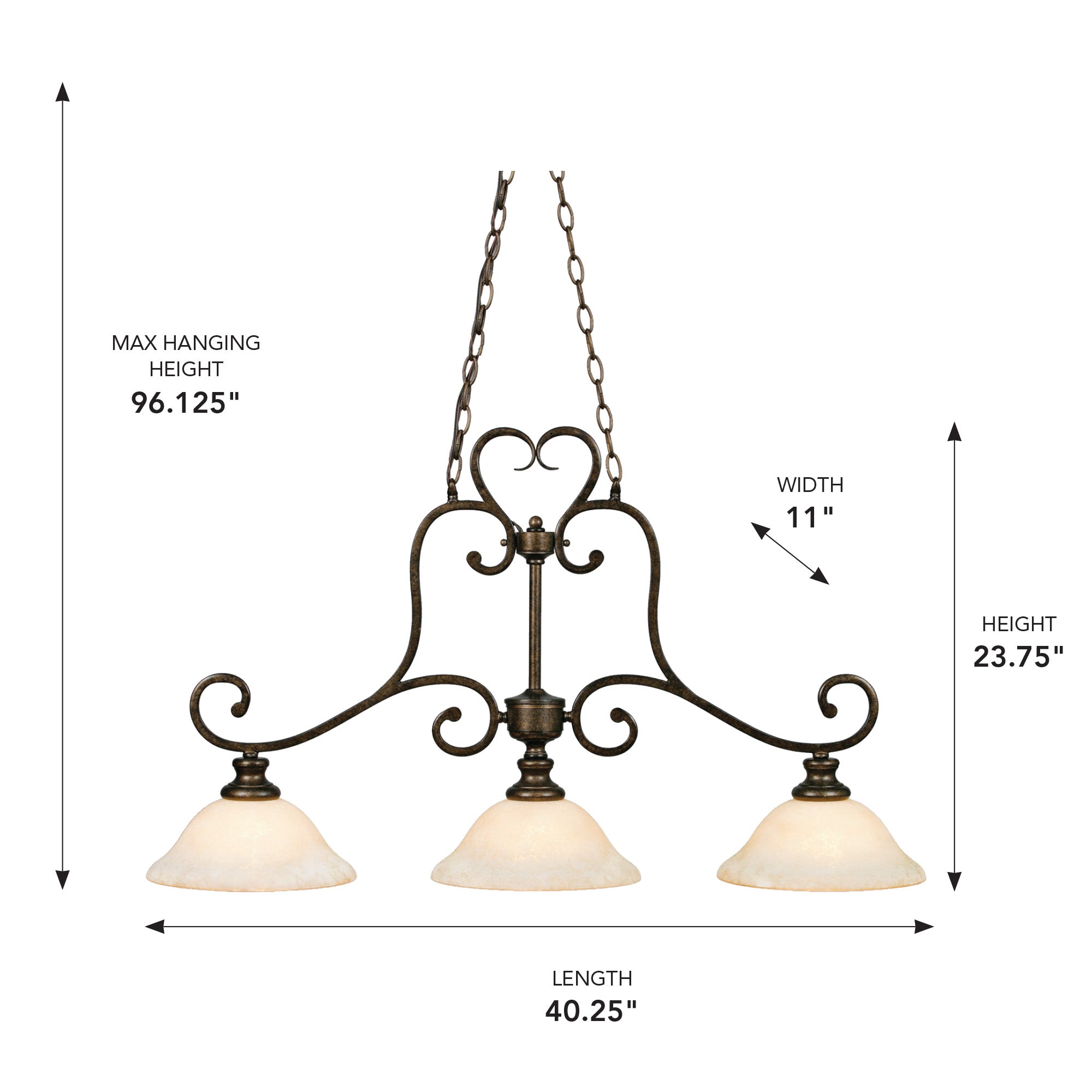 Heartwood 3-light Pendant in Burnt Sienna, alternate view - Golden Lighting