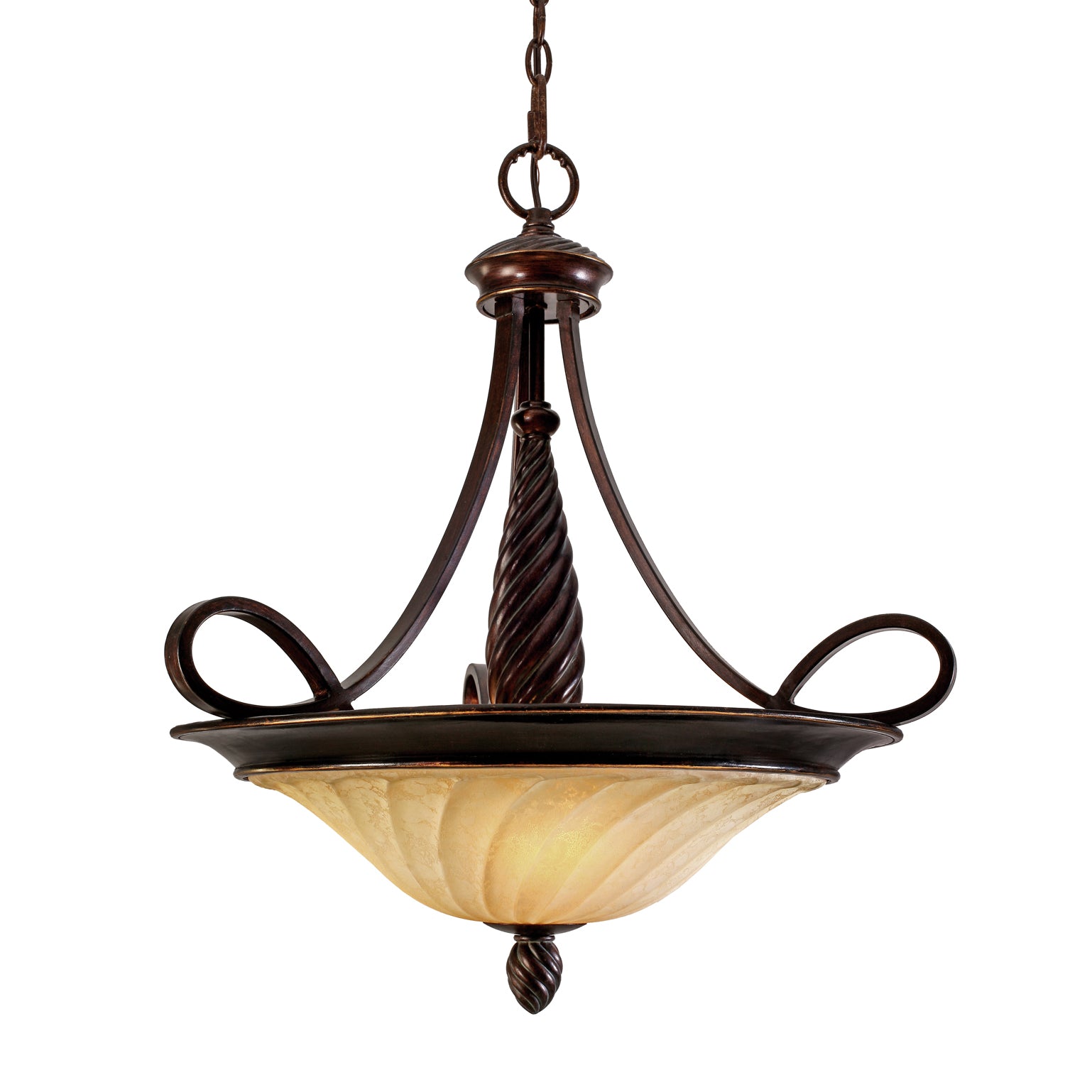 Wry Lighting Torbellino 3-light Pendant in Cordoban Bronze and Remolino Glass - - Golden Lighting
