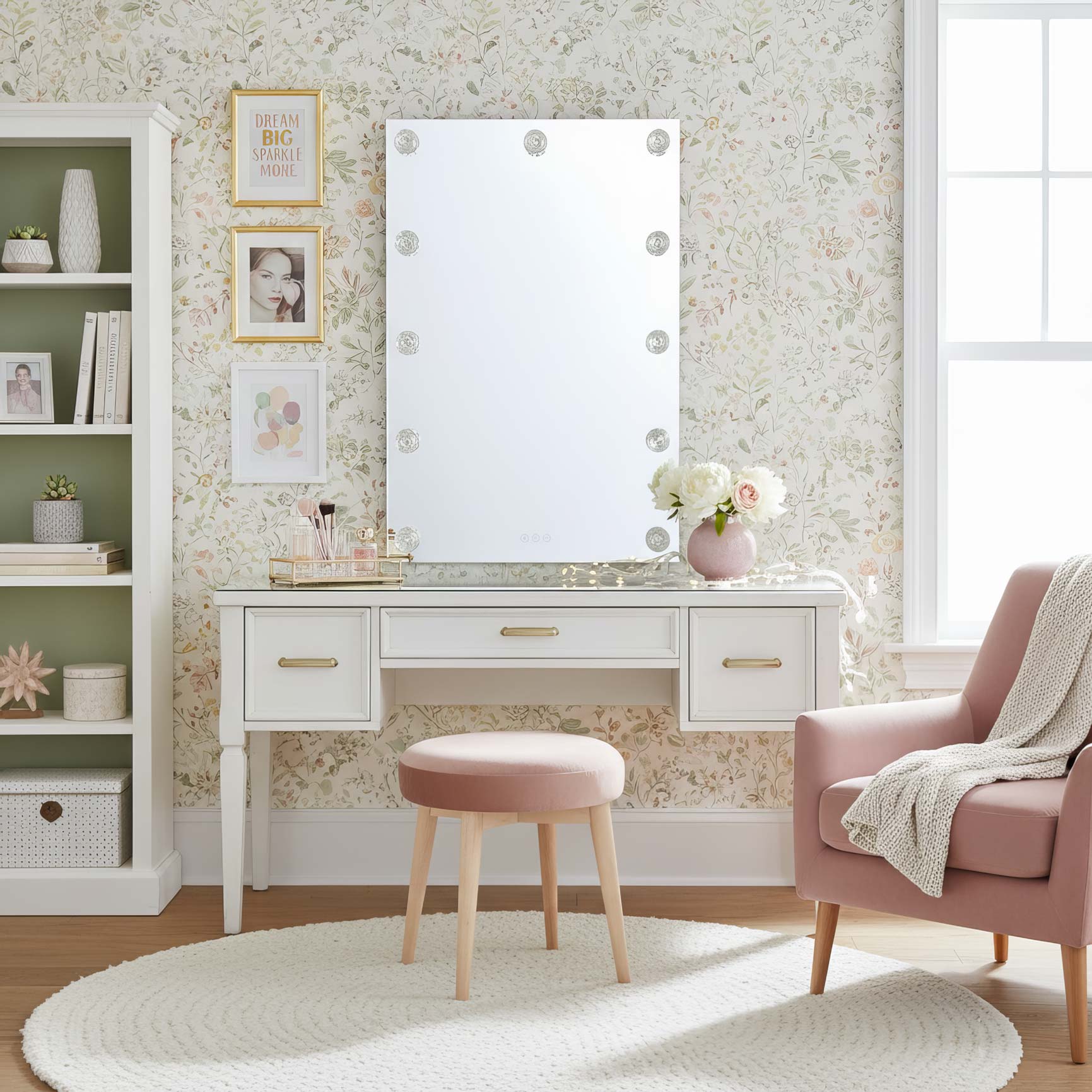 Starlight LED 24in Mirror with Glass Rose Diffusers