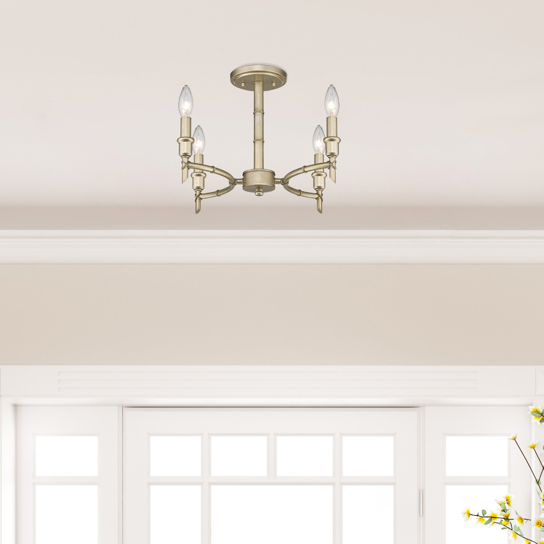 Golden Lighting Cambay 4-light Semi-Flush Mount in White Gold