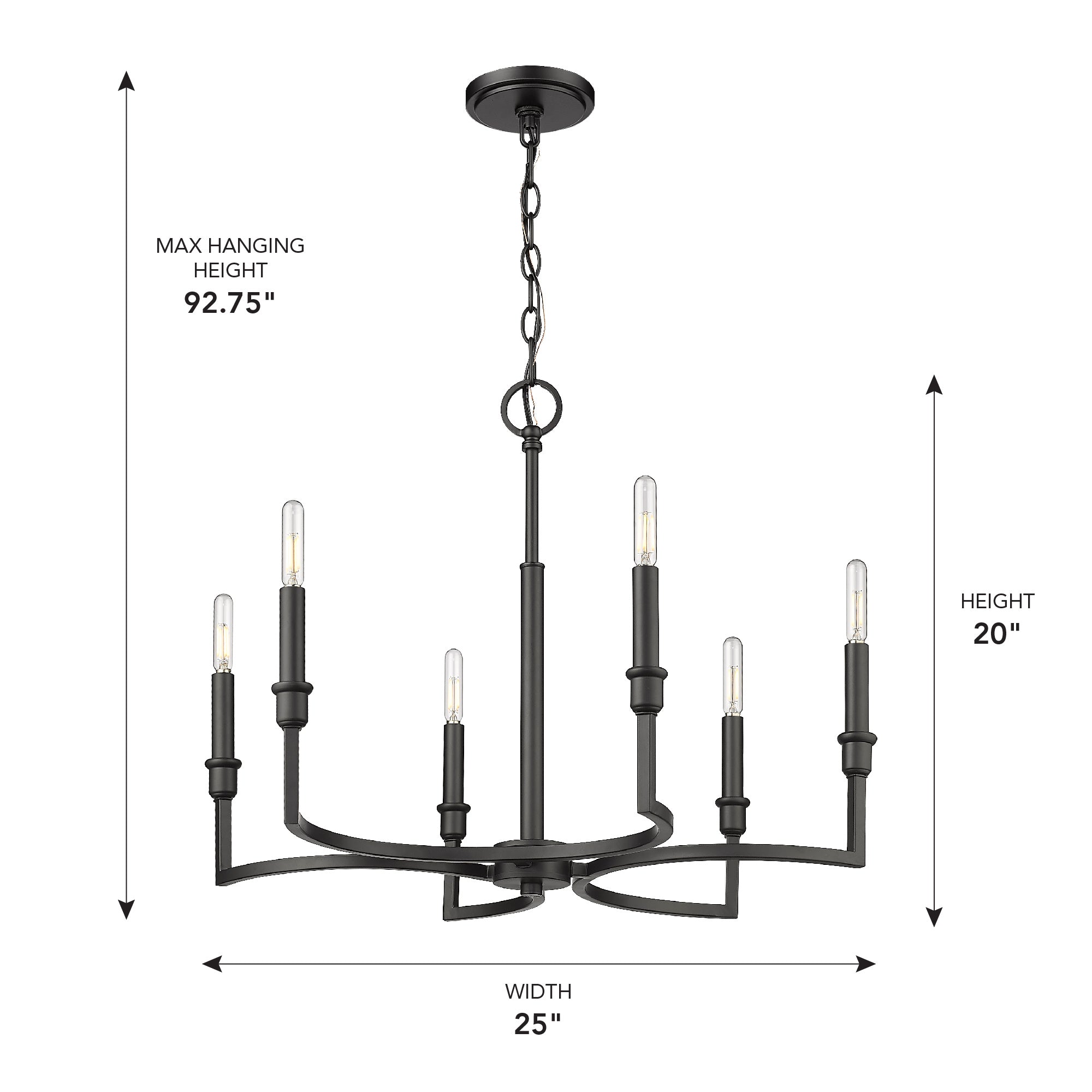Golden Lighting Ellyn 6-light Chandelier in Matte Black - - Golden Lighting