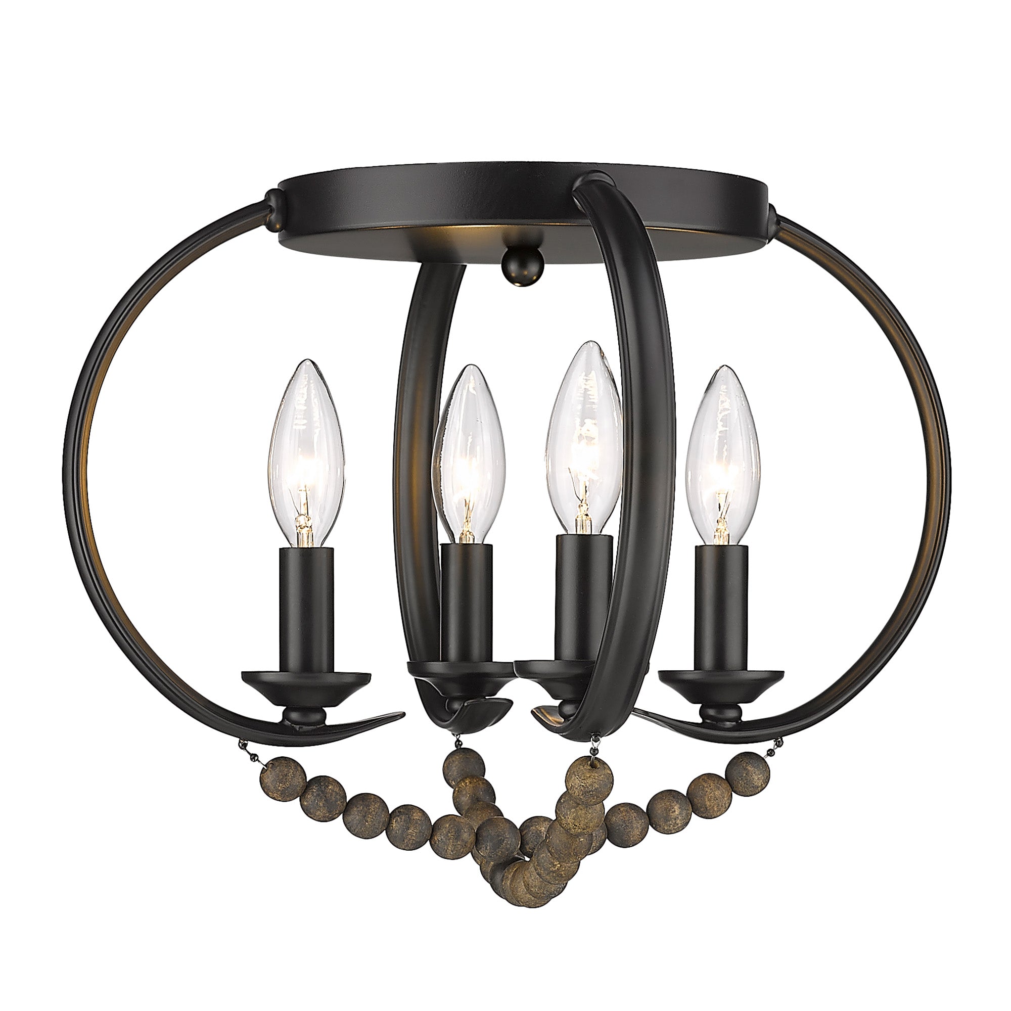 Golden Lighting Flori 4-light Flush Mount in Matte Black - - Golden Lighting