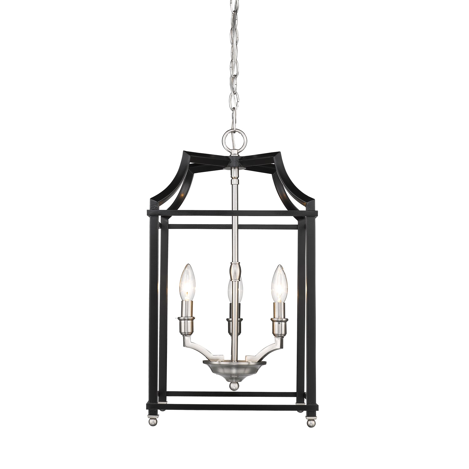 Leighton PW 3 Light Pendant in Pewter with Black - - Golden Lighting