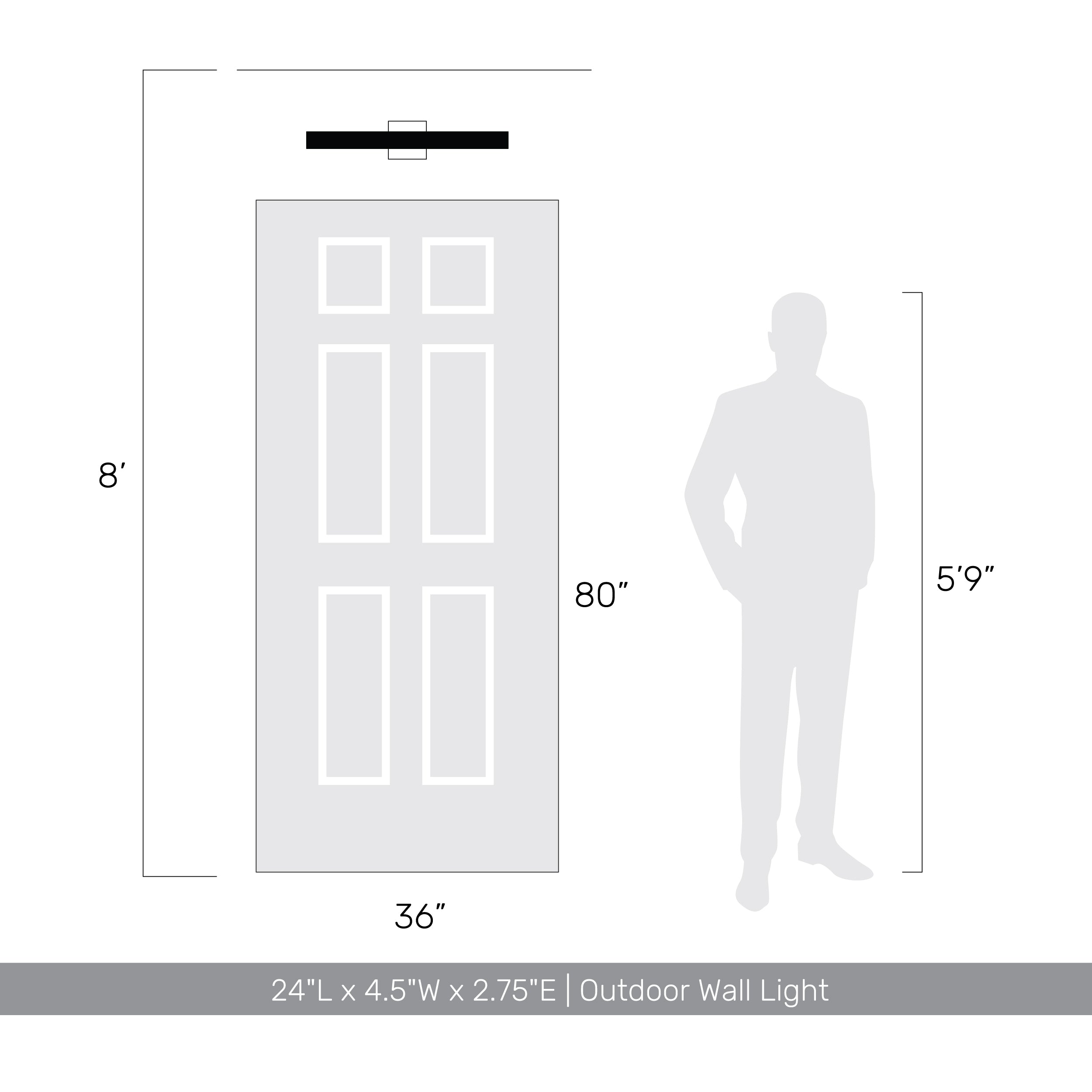 Golden Lighting Enso Integrated LED 24" Outdoor Wall in Smooth Grey - - Golden Lighting