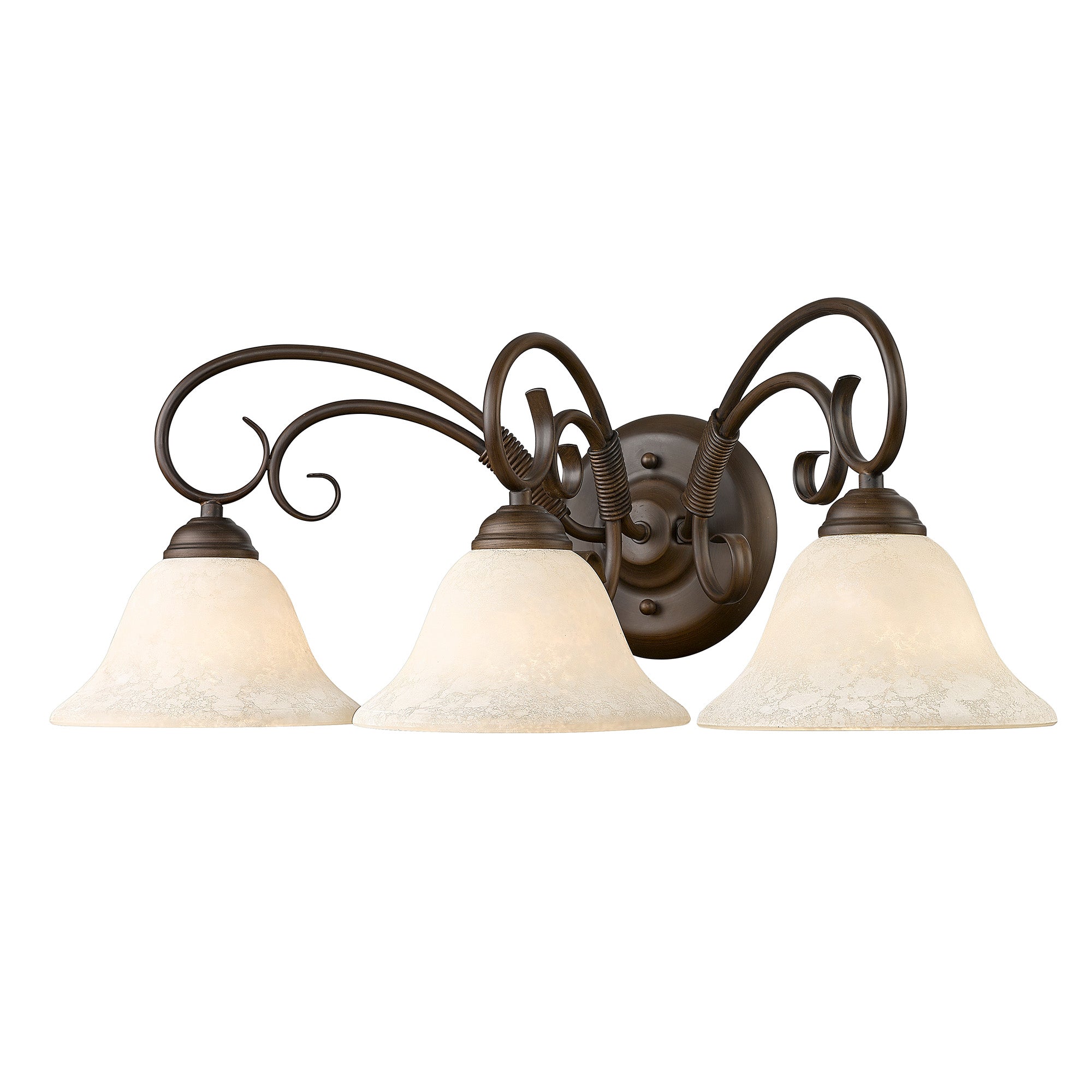 Homestead 3-light Vanity in Rubbed Bronze and Tea Stone Glass