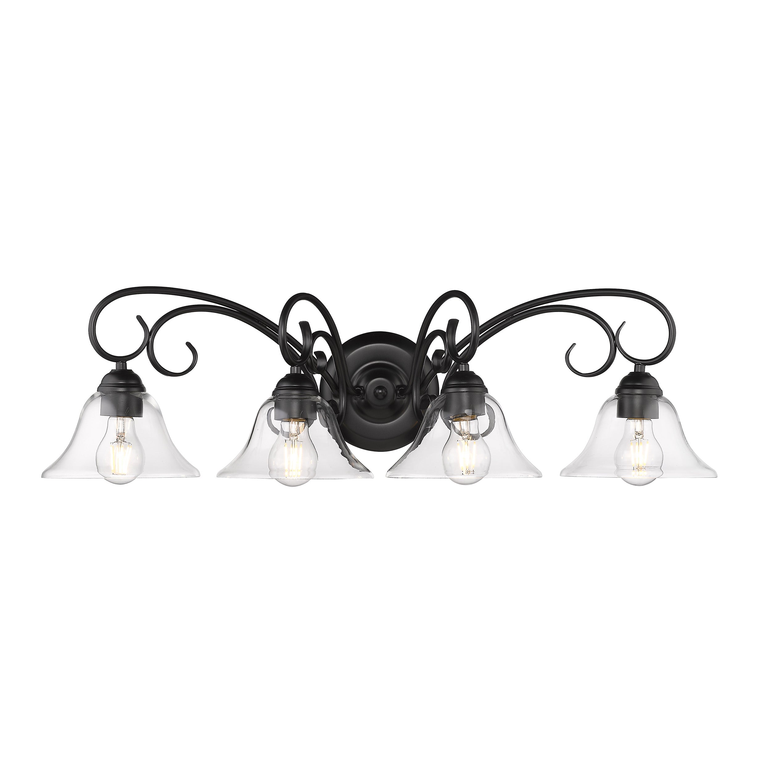 Homestead 4-light Vanity in Matte Black and Clear Glass