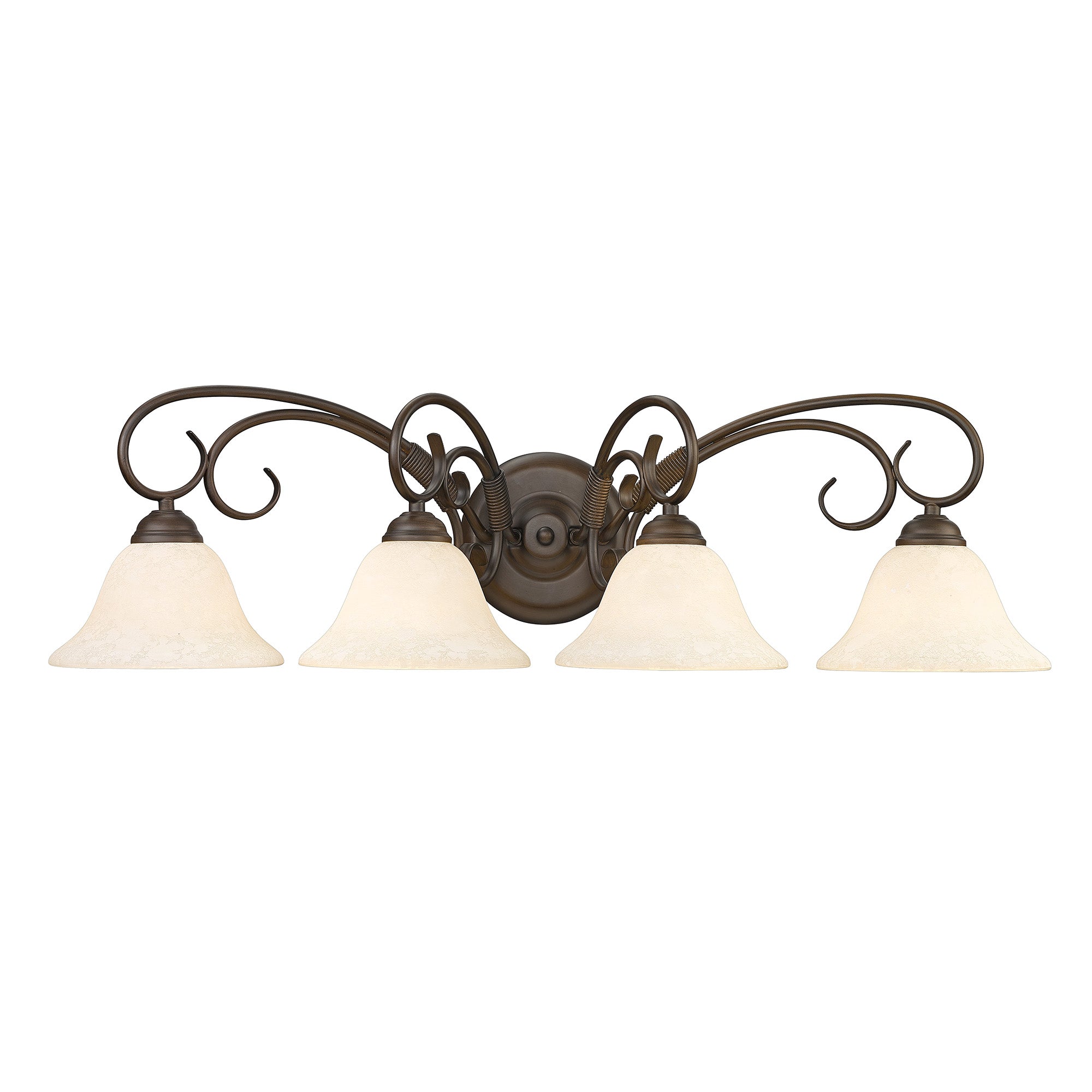 Homestead 4-light Vanity in Rubbed Bronze and Tea Stone Glass