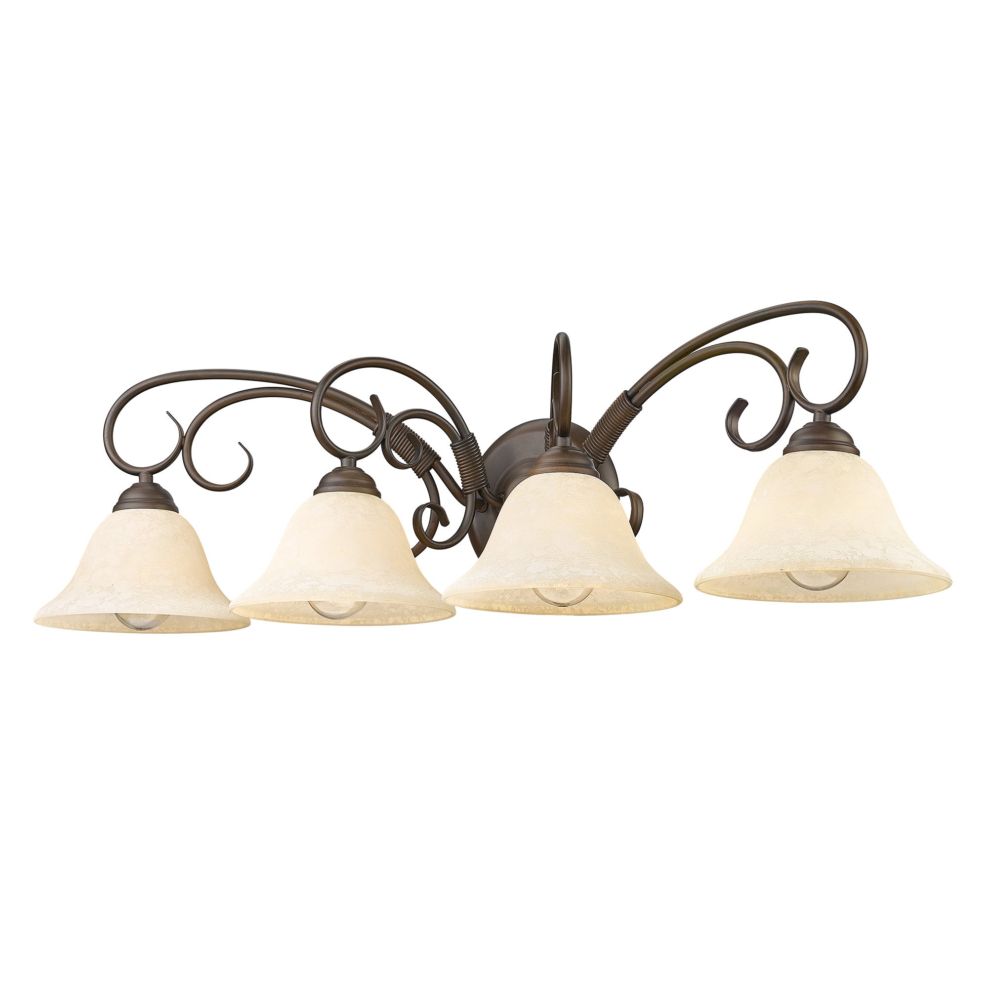 Homestead 4-light Vanity in Rubbed Bronze and Tea Stone Glass