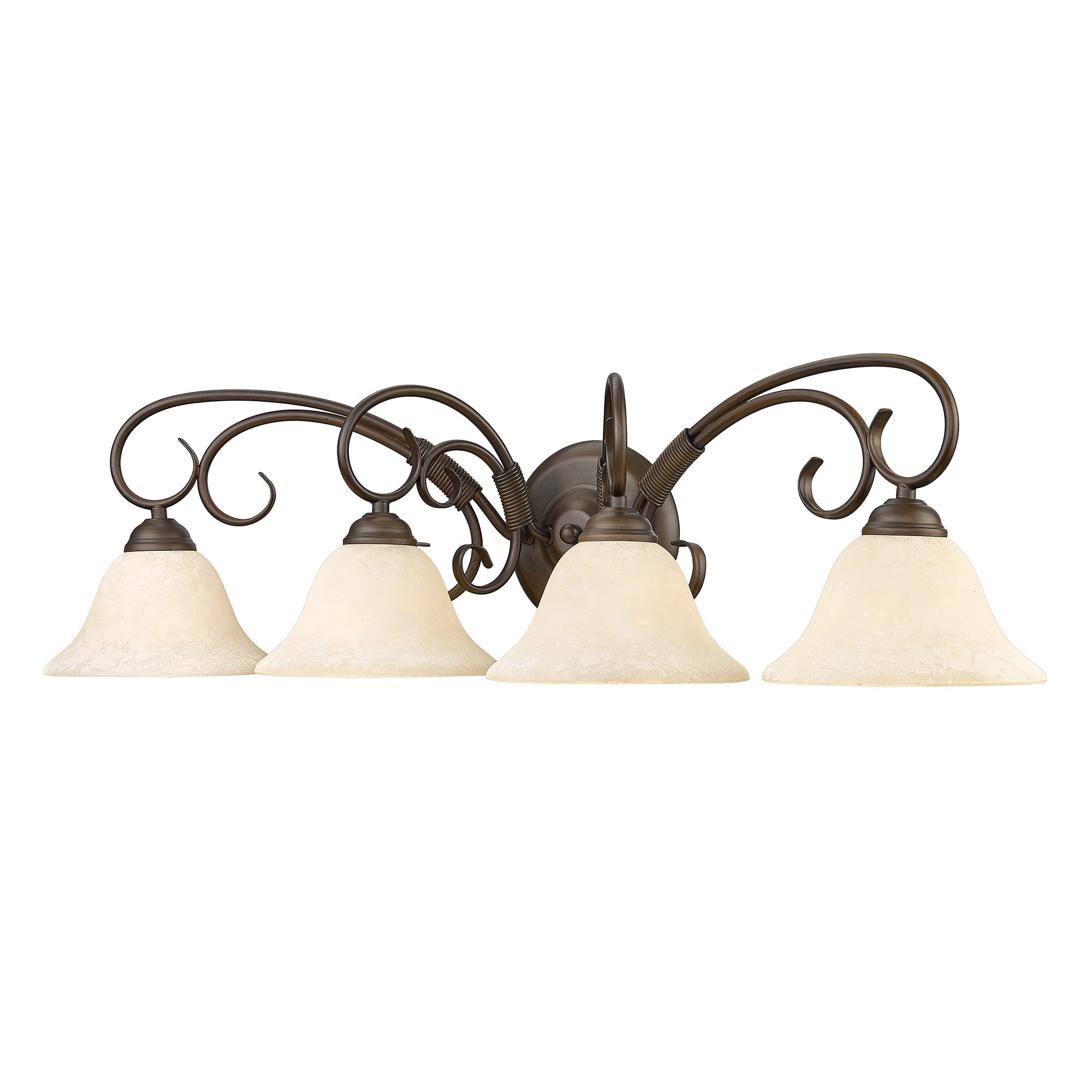 Homestead 4-light Vanity in Rubbed Bronze and Tea Stone Glass