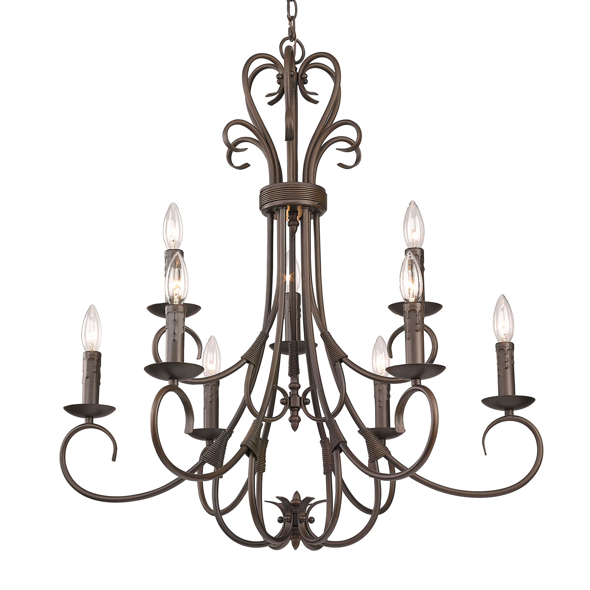 Homestead 9-light Chandelier in Rubbed Bronze