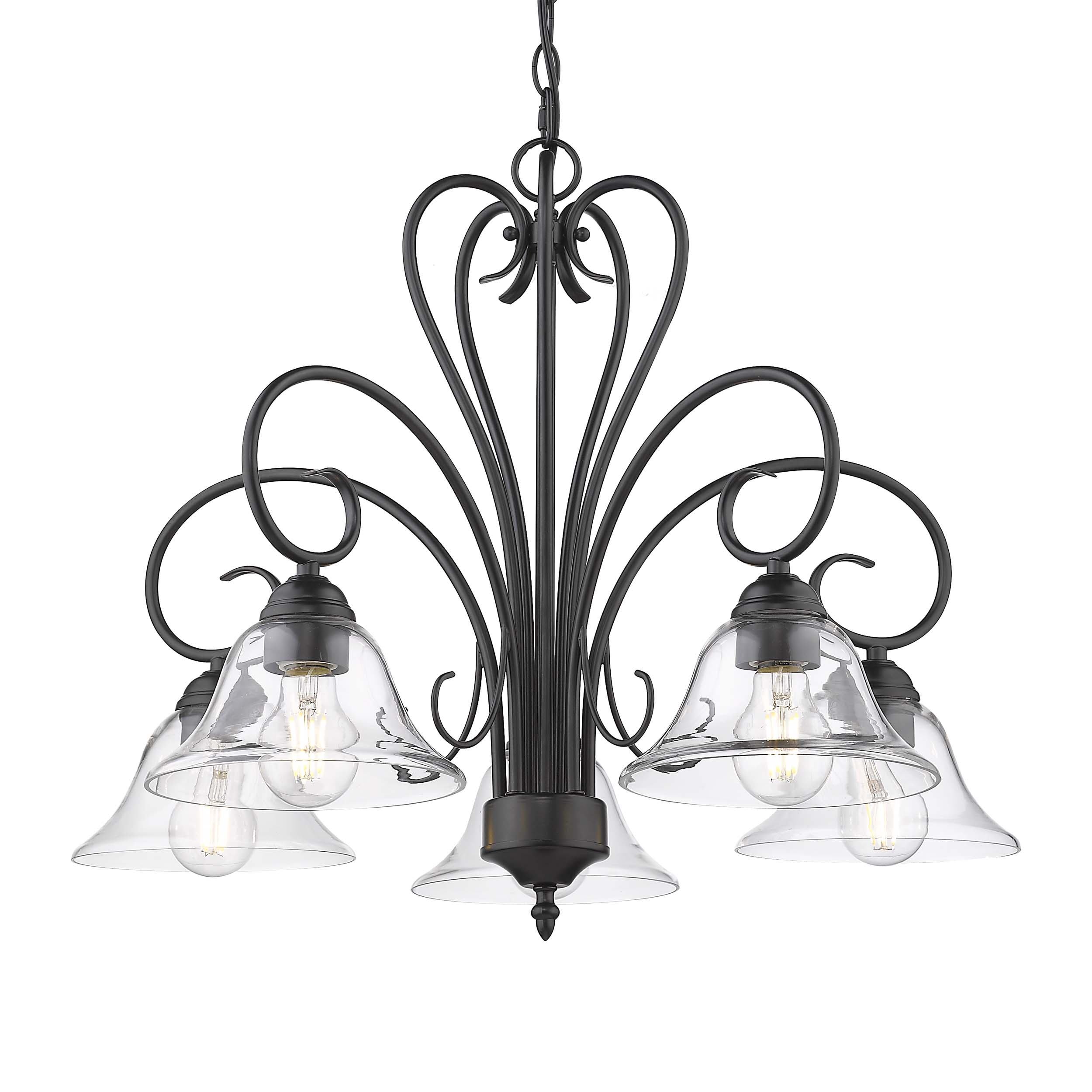 Wry Lighting Homestead 5-light Chandelier in Matte Black - - Golden Lighting