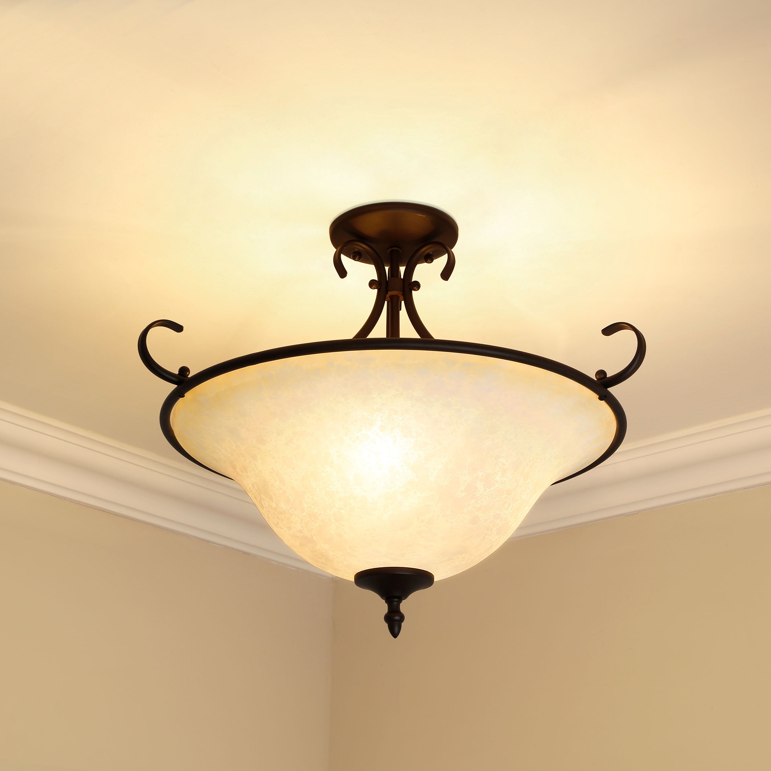 Homestead 3-light Semi-Flush Mount in Rubbed Bronze