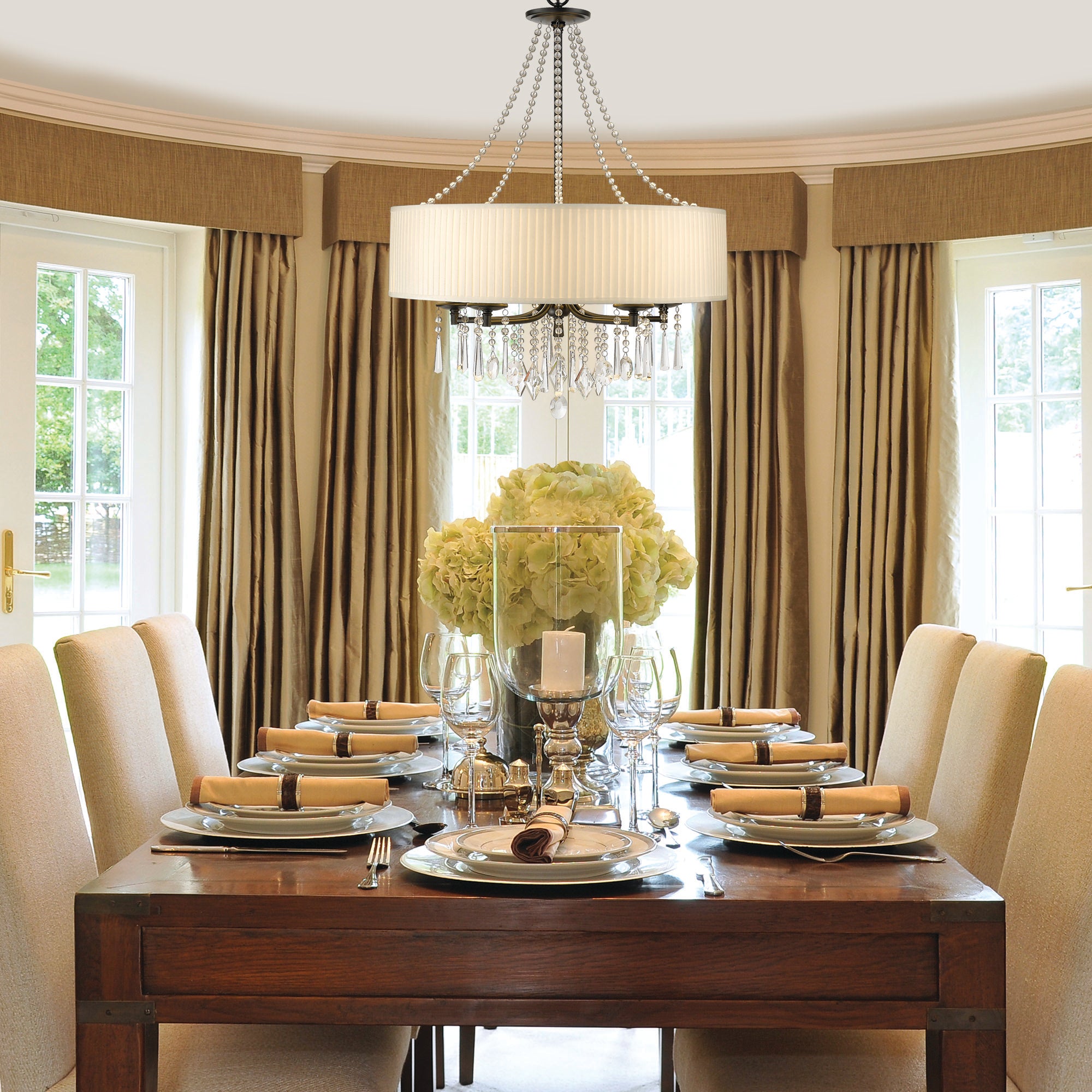 Echelon 5 Light Chandelier in Matte Black with Bridal Veil Shade - Default Title - Golden Lighting