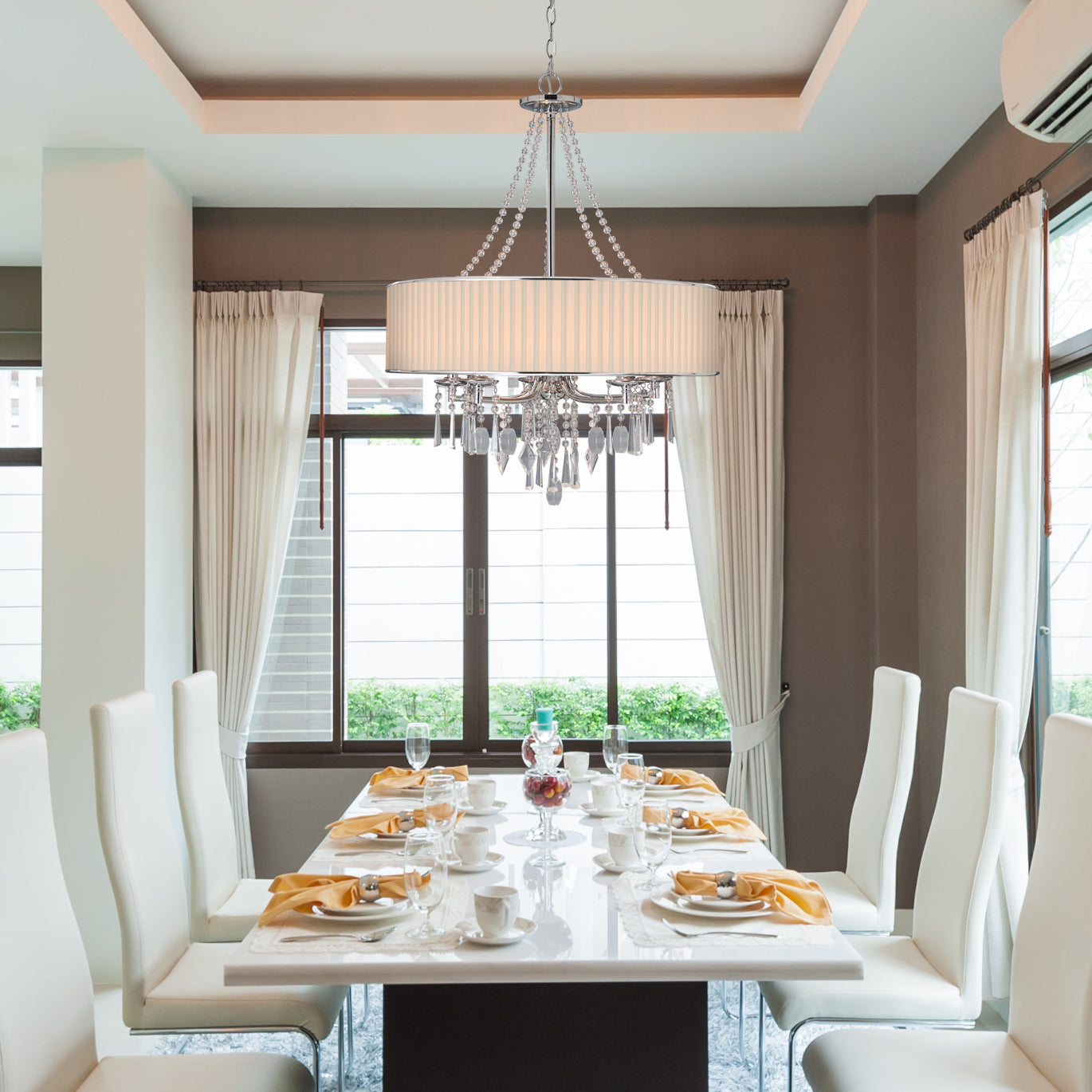 Echelon 5 Light Chandelier in Chrome with Bridal Veil Shade - Default Title - Golden Lighting