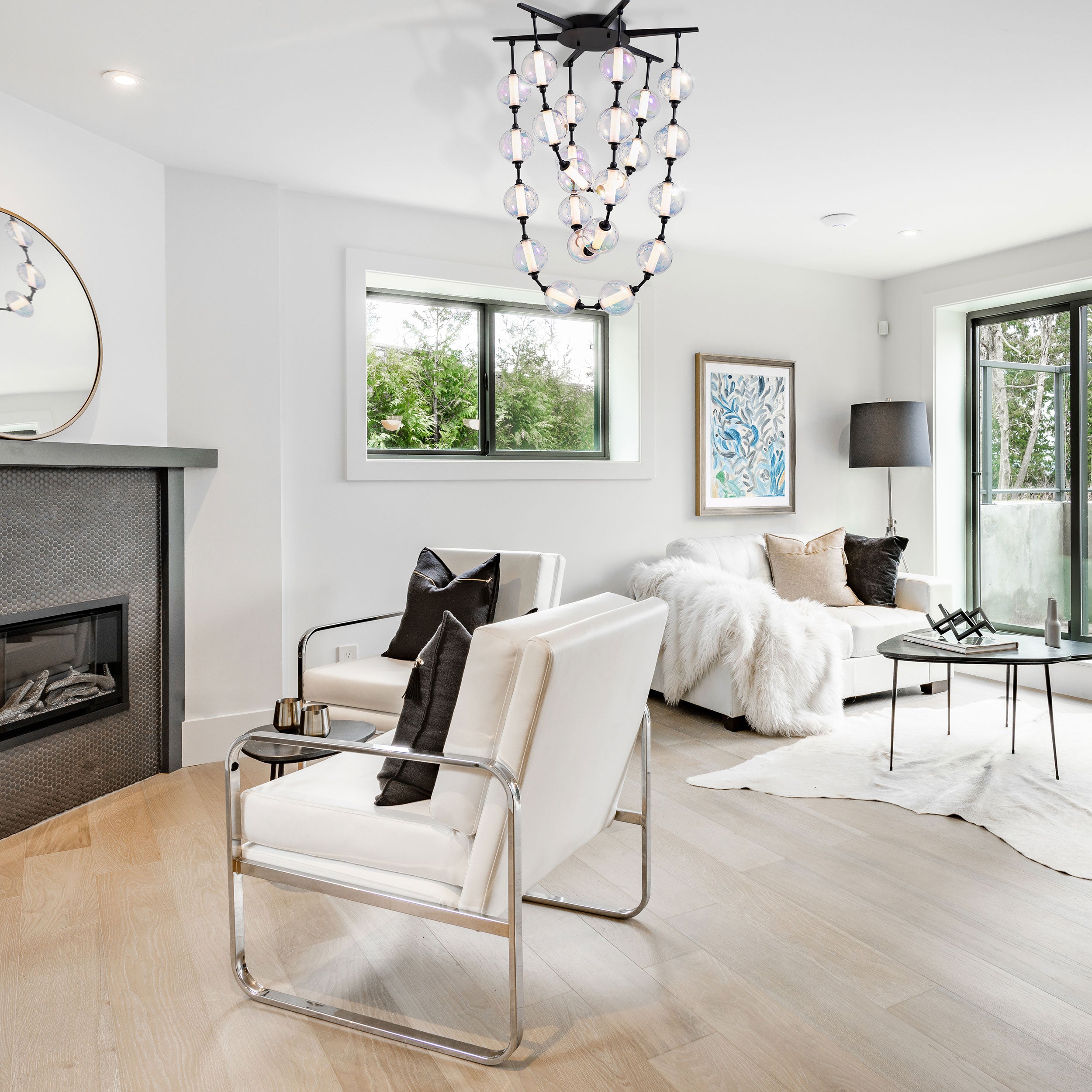 Golden Lighting Pearla Integrated LED 28in Pendant in Matte Black