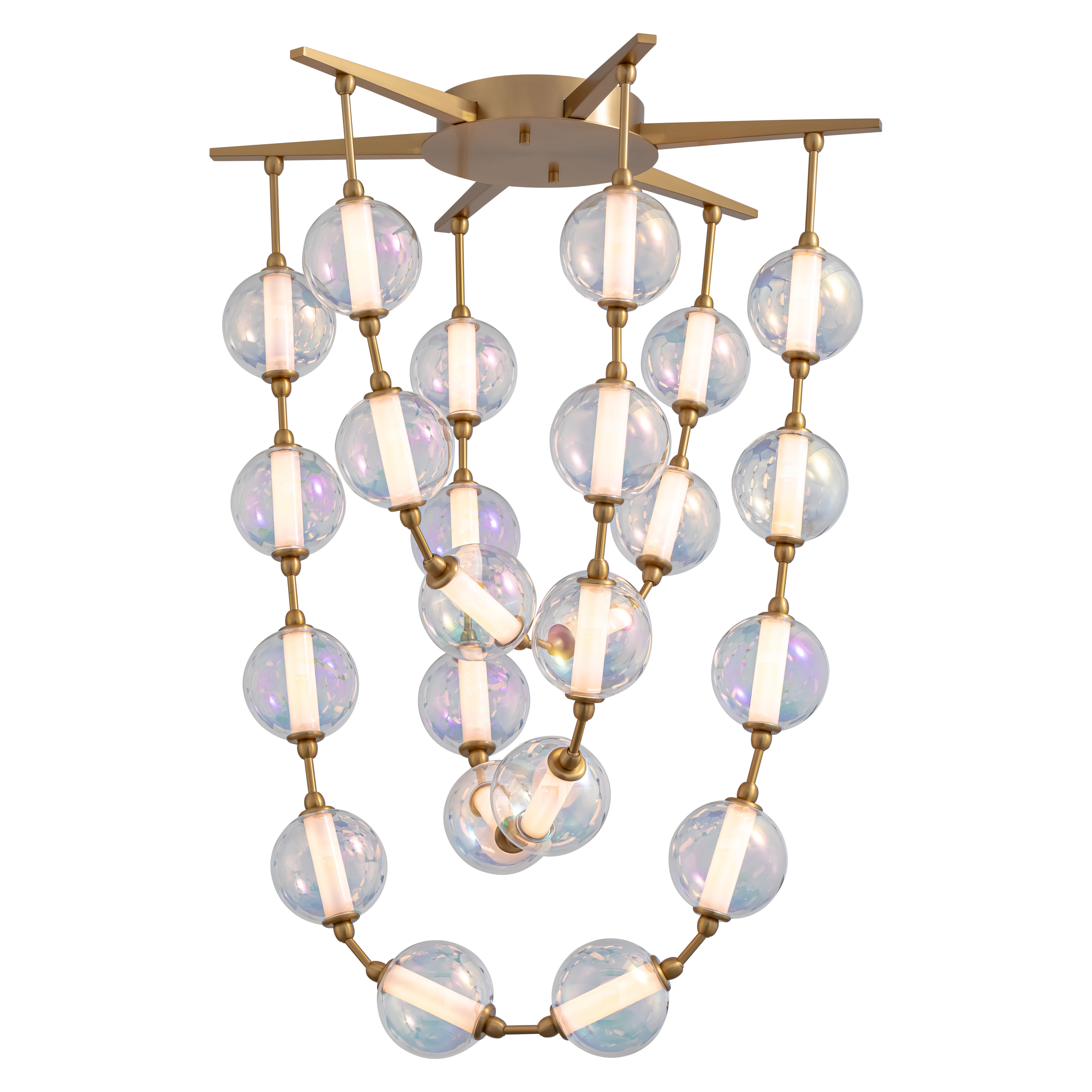Golden Lighting Pearla Integrated LED 35in Pendant in Brushed Champagne Brass - - Golden Lighting