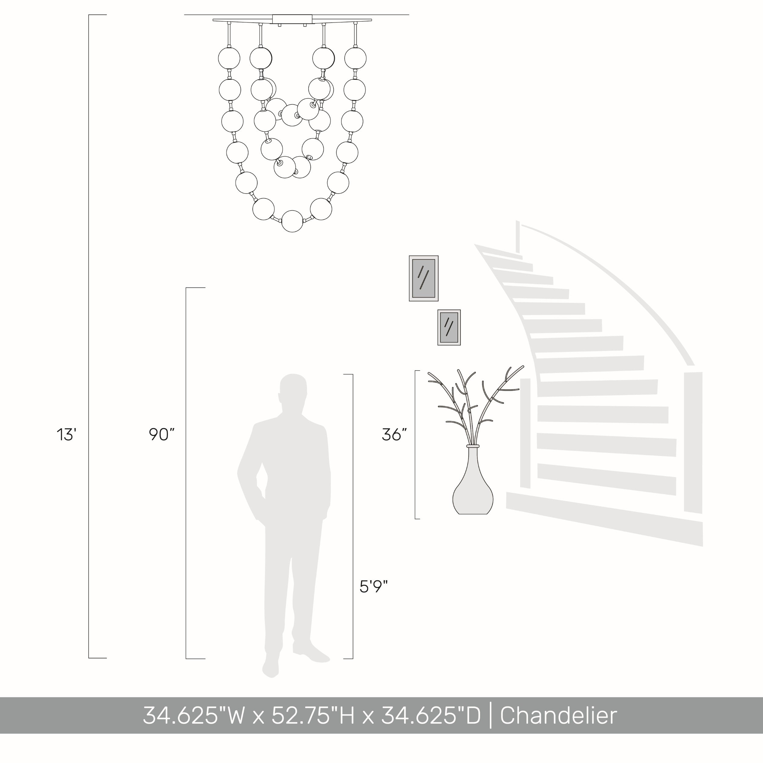 Golden Lighting Pearla Integrated LED 35in Pendant in Matte Black - - Golden Lighting