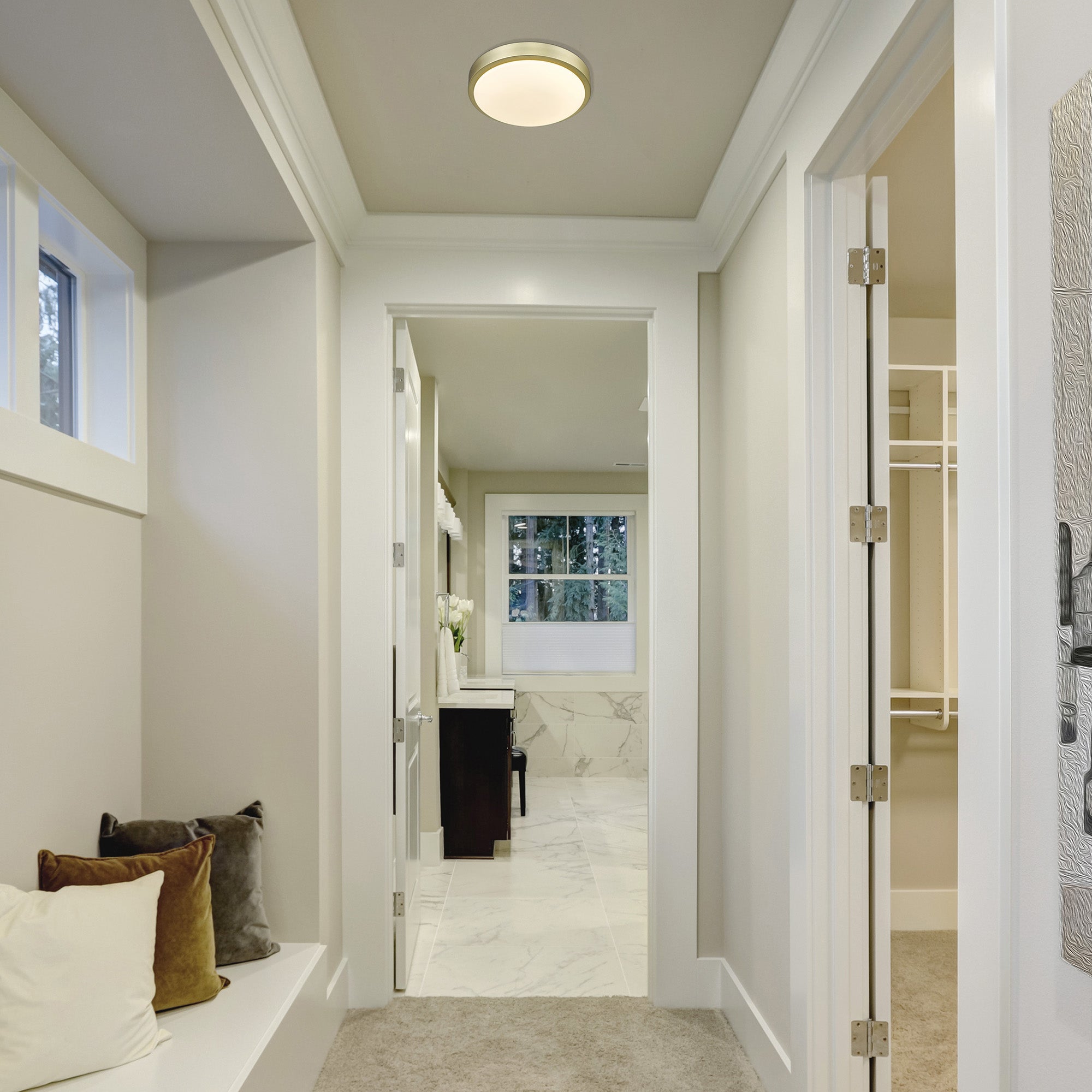 Golden Lighting Gabi Integrated LED 10in Flush Mount in Brushed Champagne Brass - - Golden Lighting
