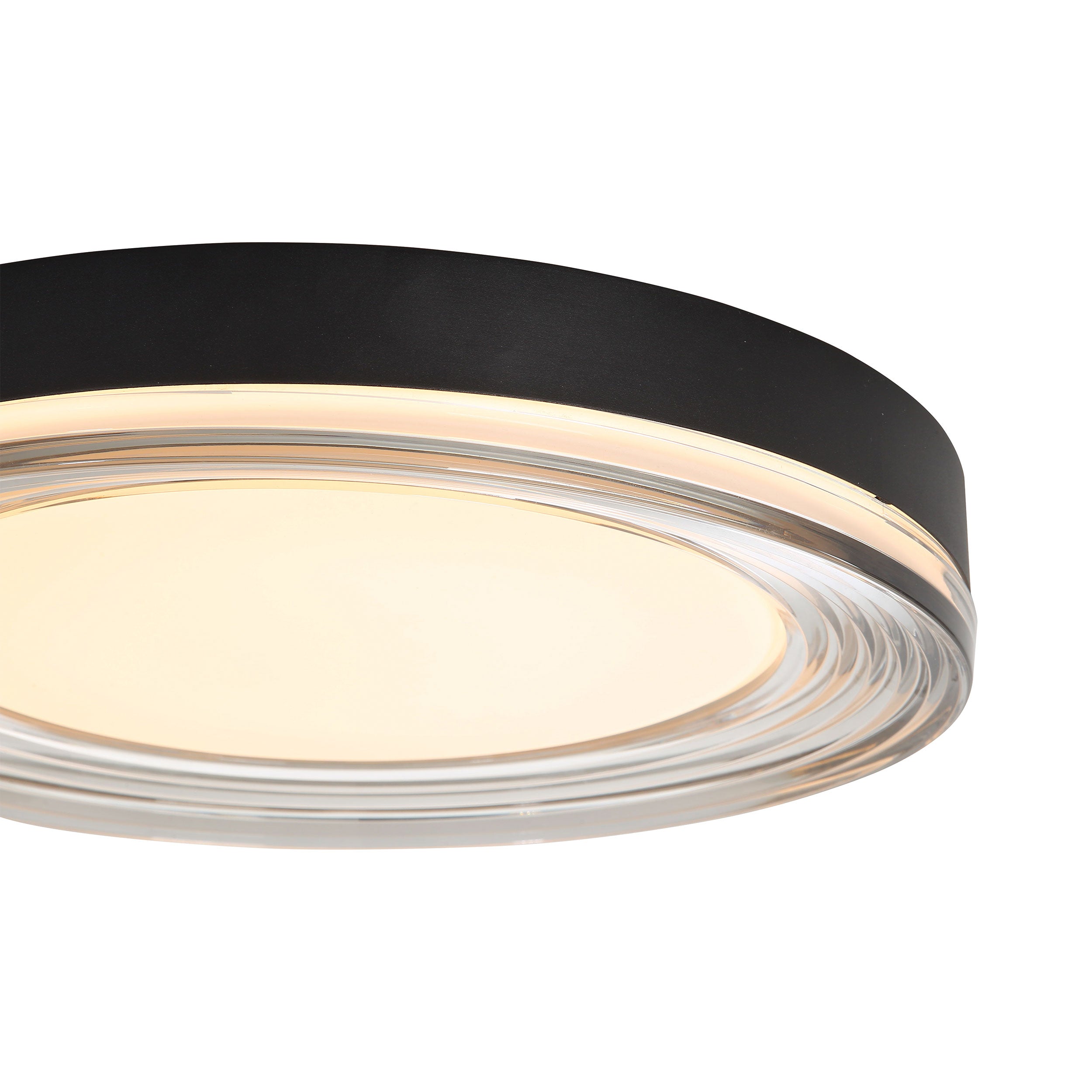 Ondulada Integrated LED 16in Flush Mount in Sand Black and Smoky Acrylic, alternate view - Golden Lighting
