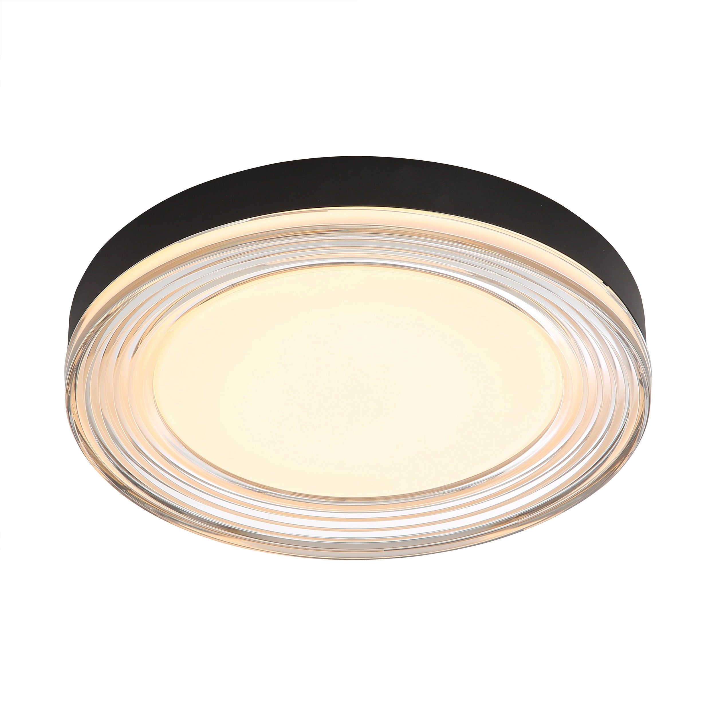 Ondulada Integrated LED 16in Flush Mount in Sand Black and Smoky Acrylic, alternate view - Golden Lighting