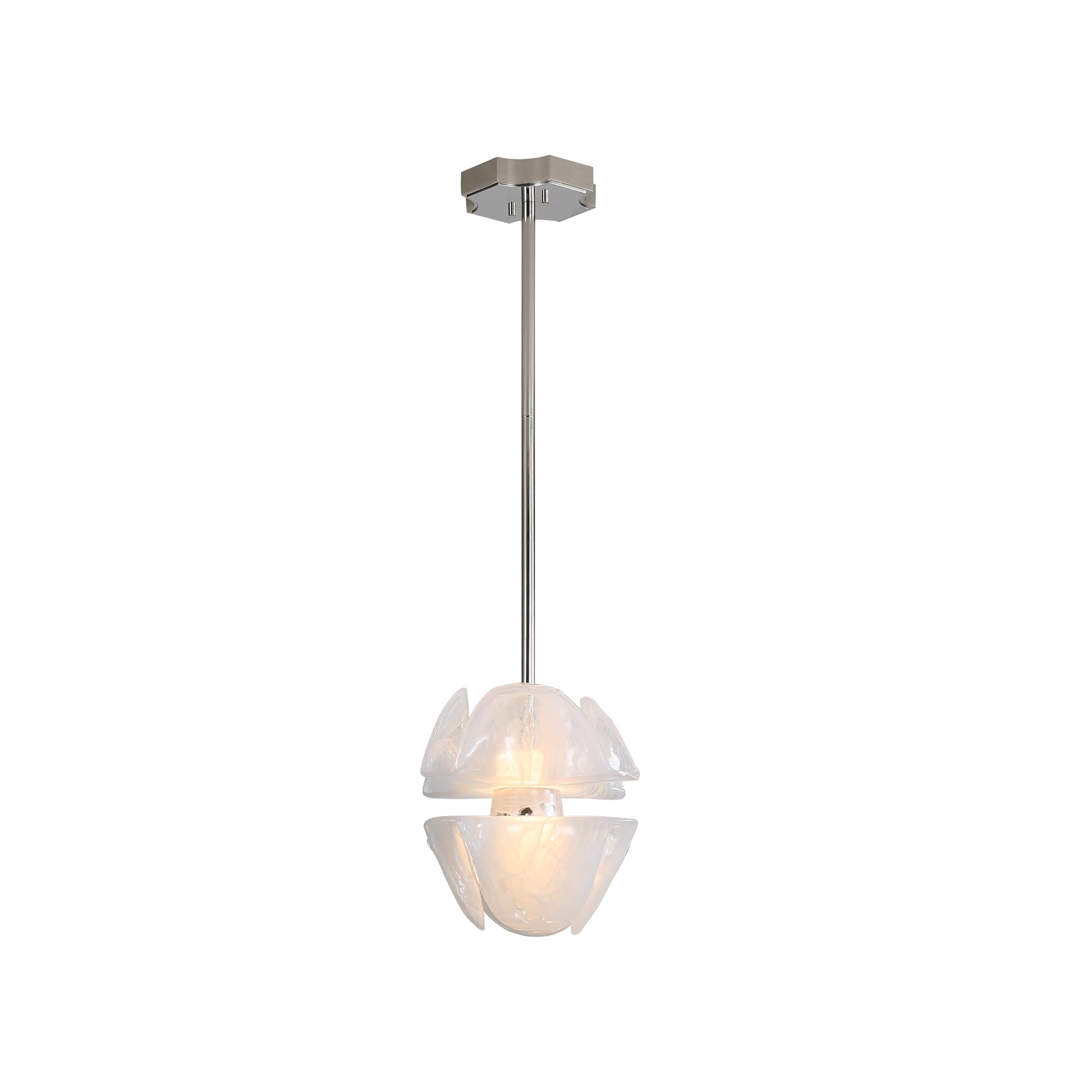 Glacier LED 2-Light Pendant in Polished Nickel with Icy Glass Shade - Default Title - Golden Lighting