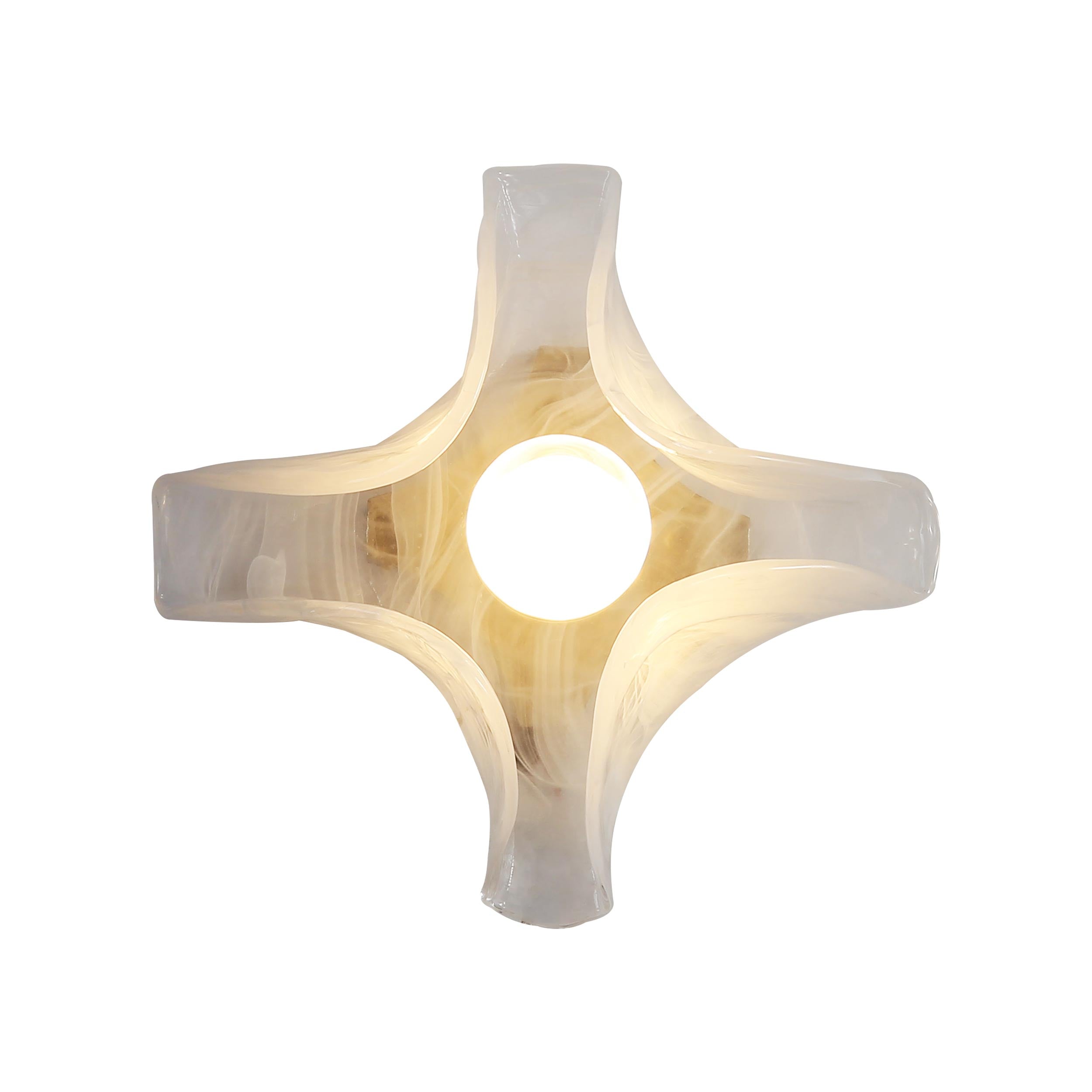 Glacier LED Flush Mount in Polished Nickel with Icy Glass Shade - Default Title - Golden Lighting