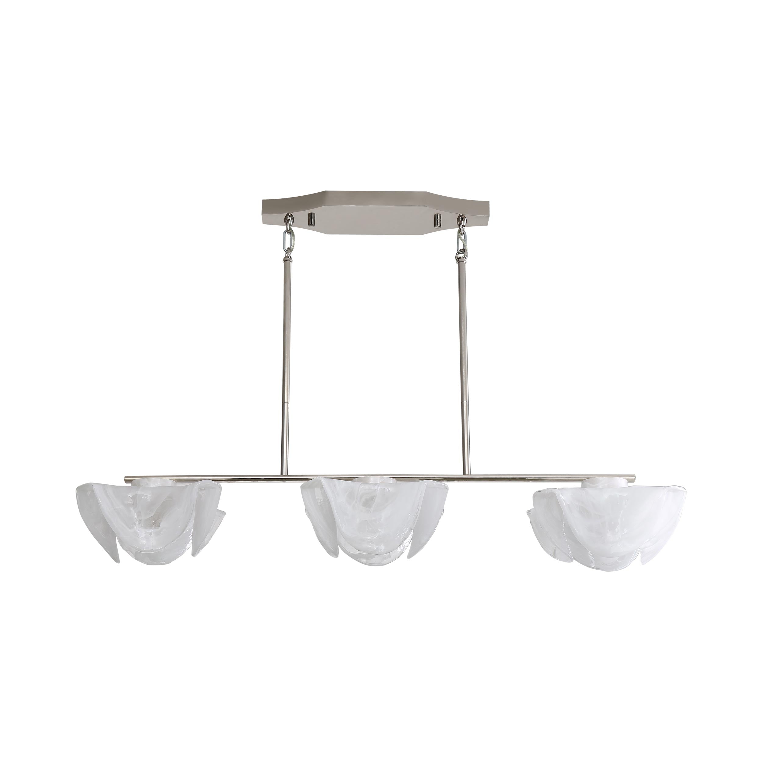 Glacier LED Linear Pendant in Polished Nickel with Icy Glass Shade - - Golden Lighting