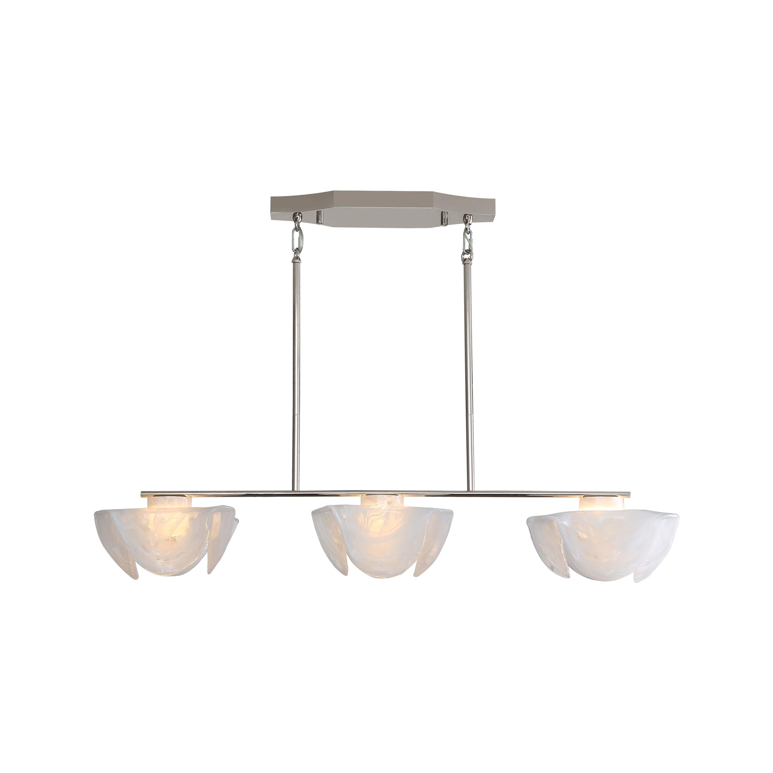 Glacier LED Linear Pendant in Polished Nickel with Icy Glass Shade - Default Title - Golden Lighting