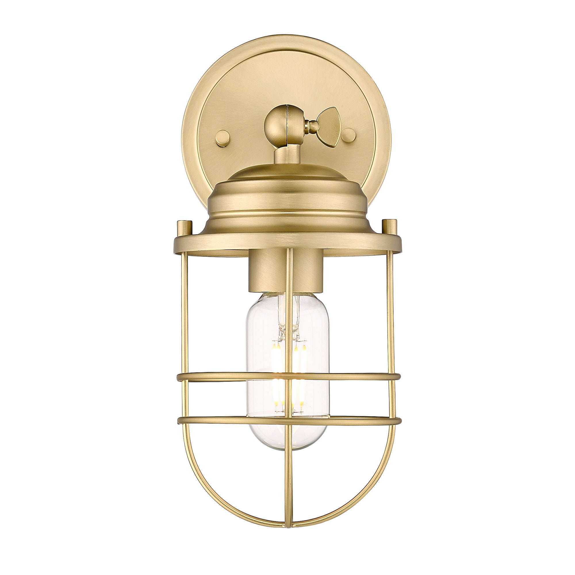 Golden Lighting Seaport 1-light Wall Sconce in Brushed Champagne Brass - - Golden Lighting