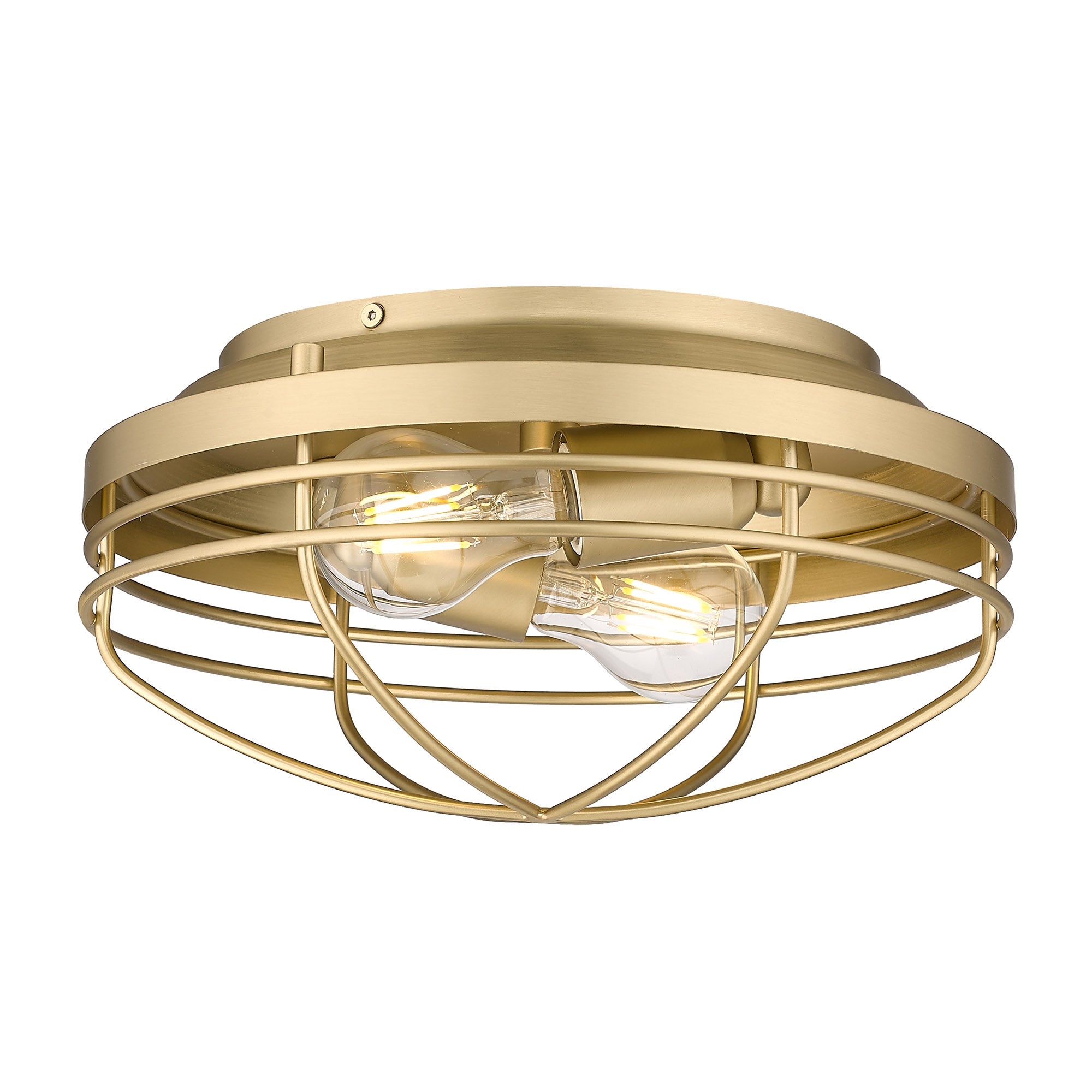 Golden Lighting Seaport 2-light Flush Mount in Brushed Champagne Brass - - Golden Lighting
