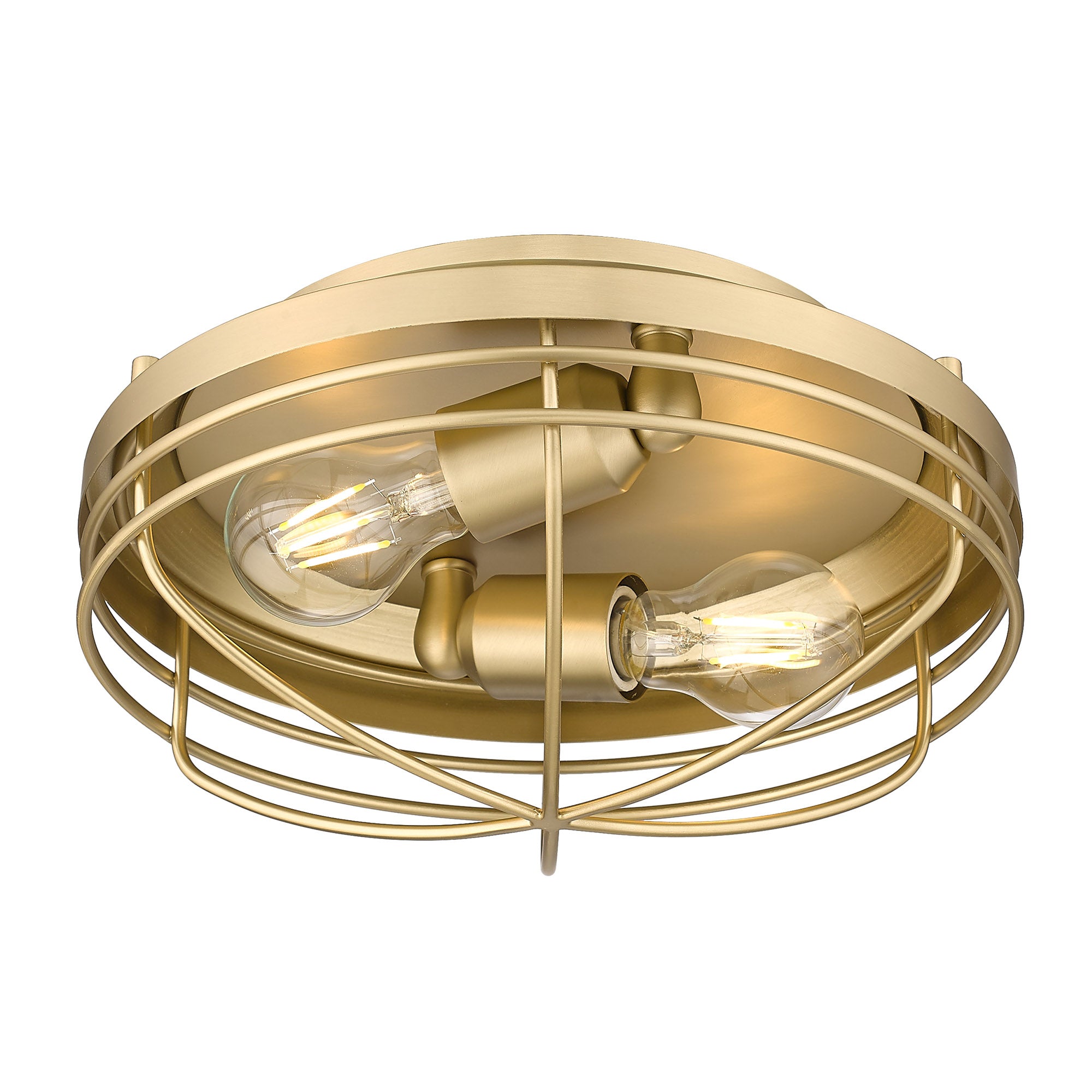 Golden Lighting Seaport 2-light Flush Mount in Brushed Champagne Brass - - Golden Lighting