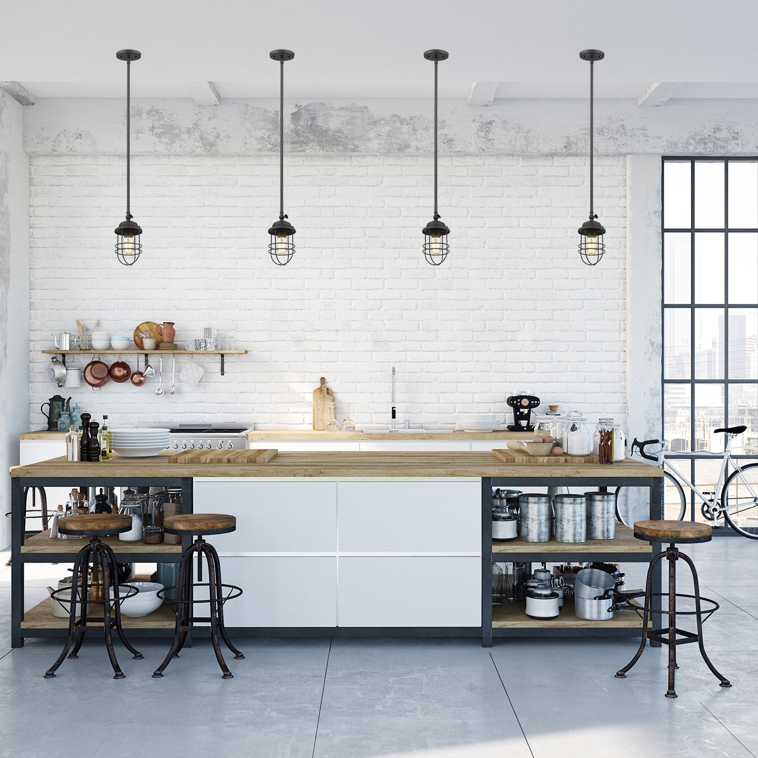 Golden Lighting Seaport 1-light Pendant in Matte Black - - Golden Lighting
