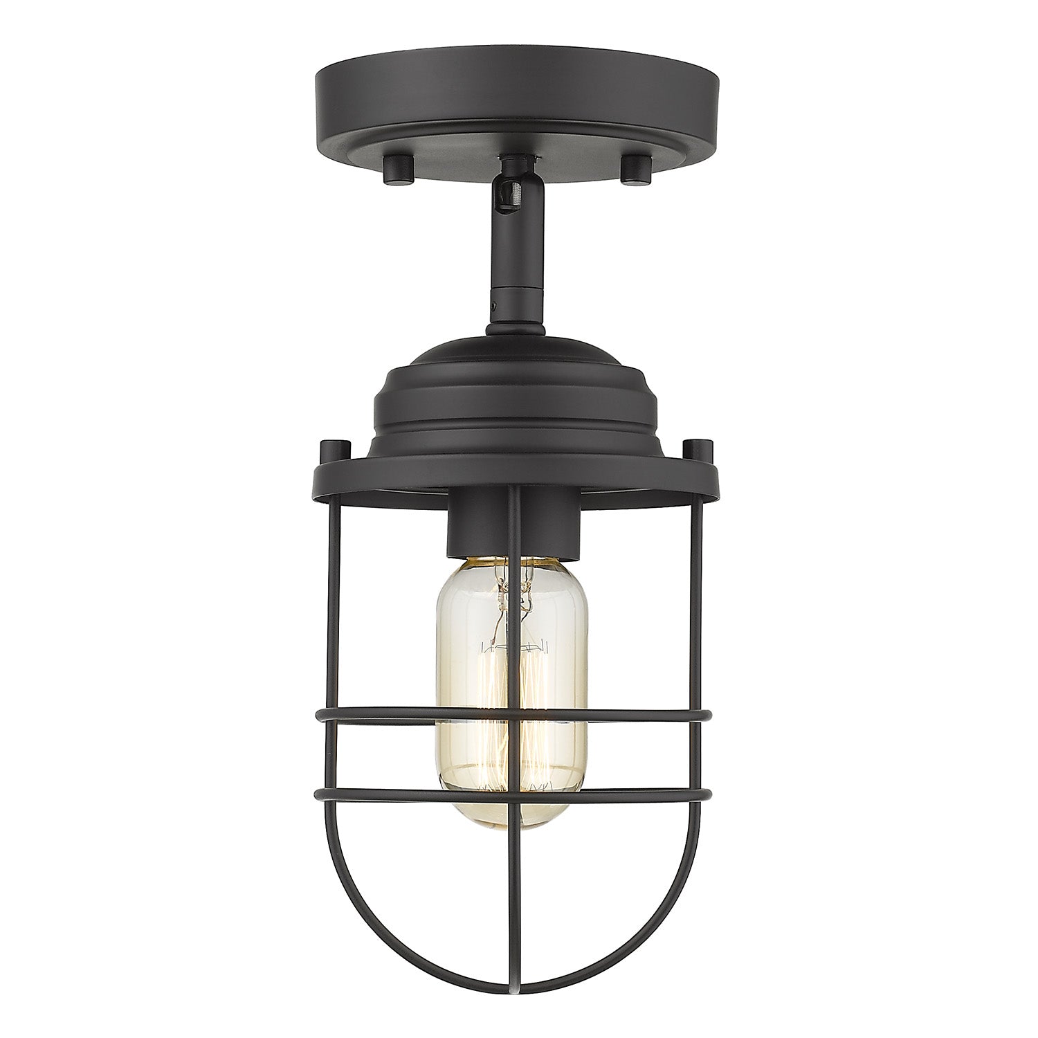 Golden Lighting Seaport 1-light Semi-Flush Mount in Matte Black - - Golden Lighting