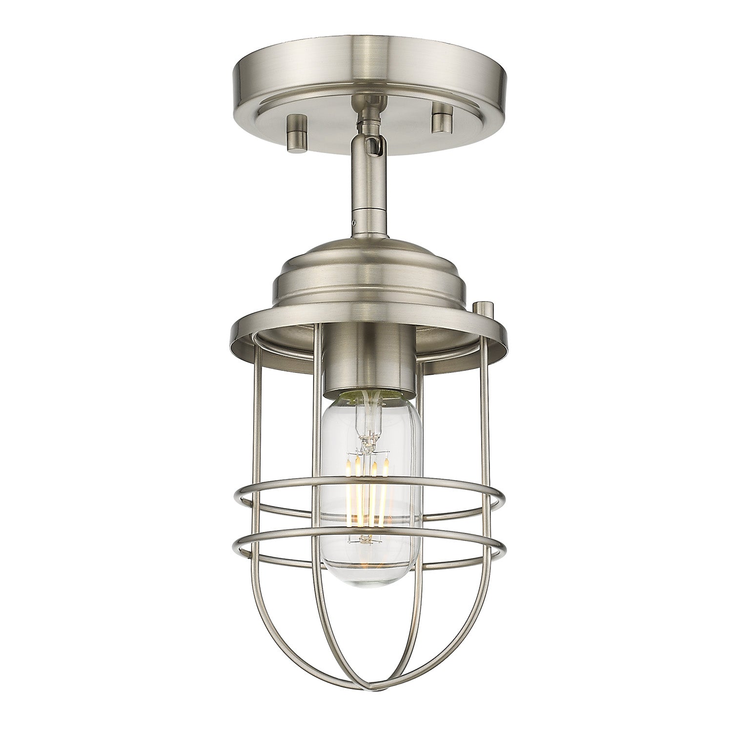 Golden Lighting Seaport 1-light Semi-Flush Mount in Pewter - - Golden Lighting