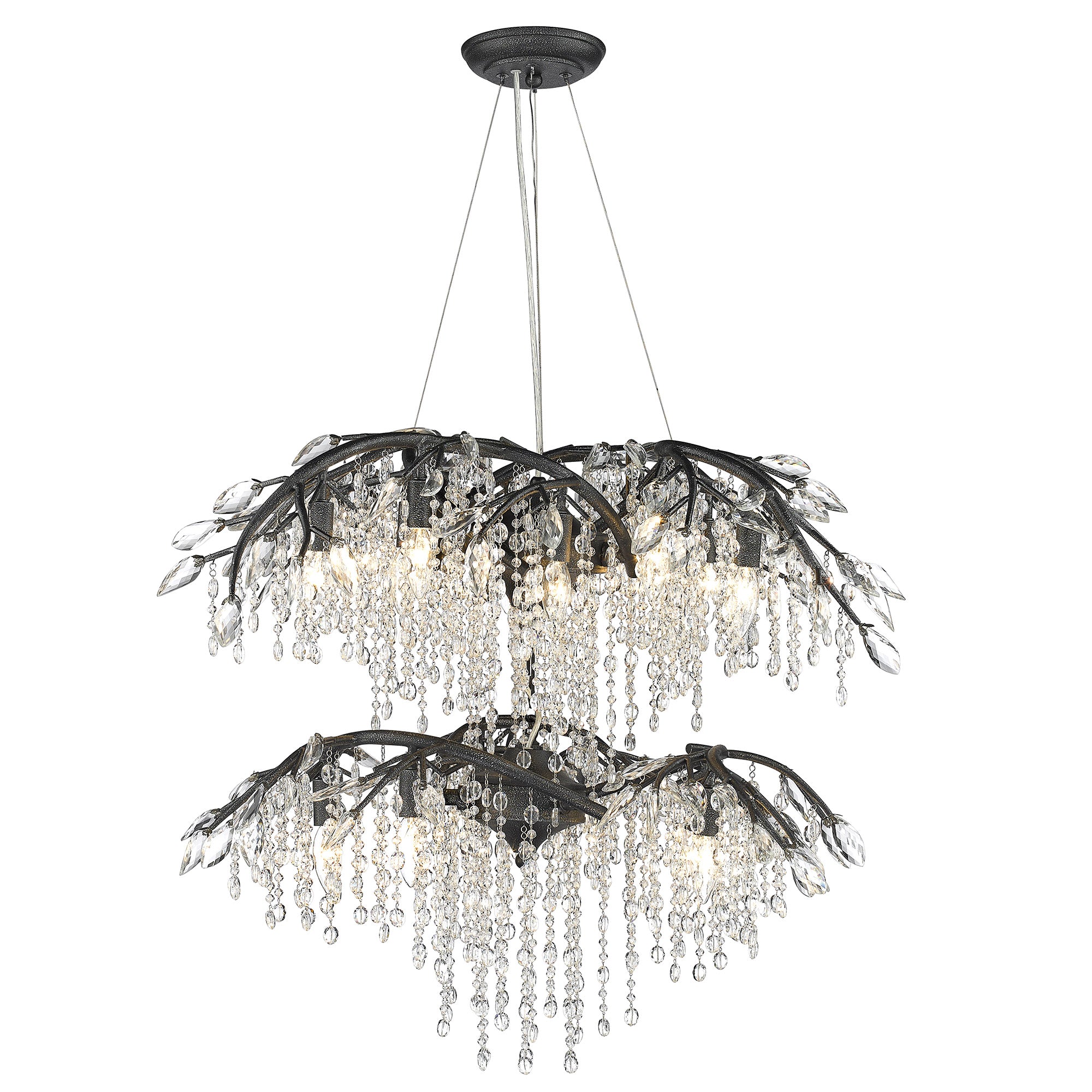 Ziva by Golden Lighting Autumn Twilight 18-light Chandelier in Black Iron - - Golden Lighting