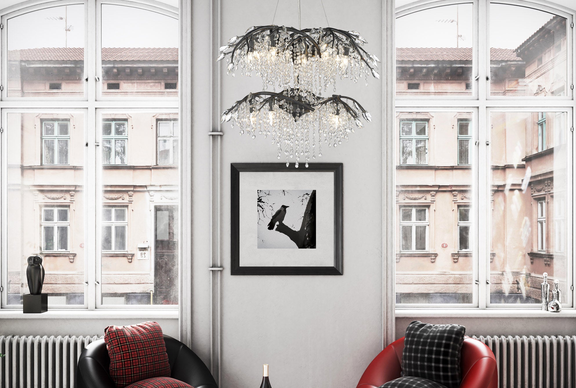 Golden Lighting Autumn Twilight 18-light Chandelier in Black Iron