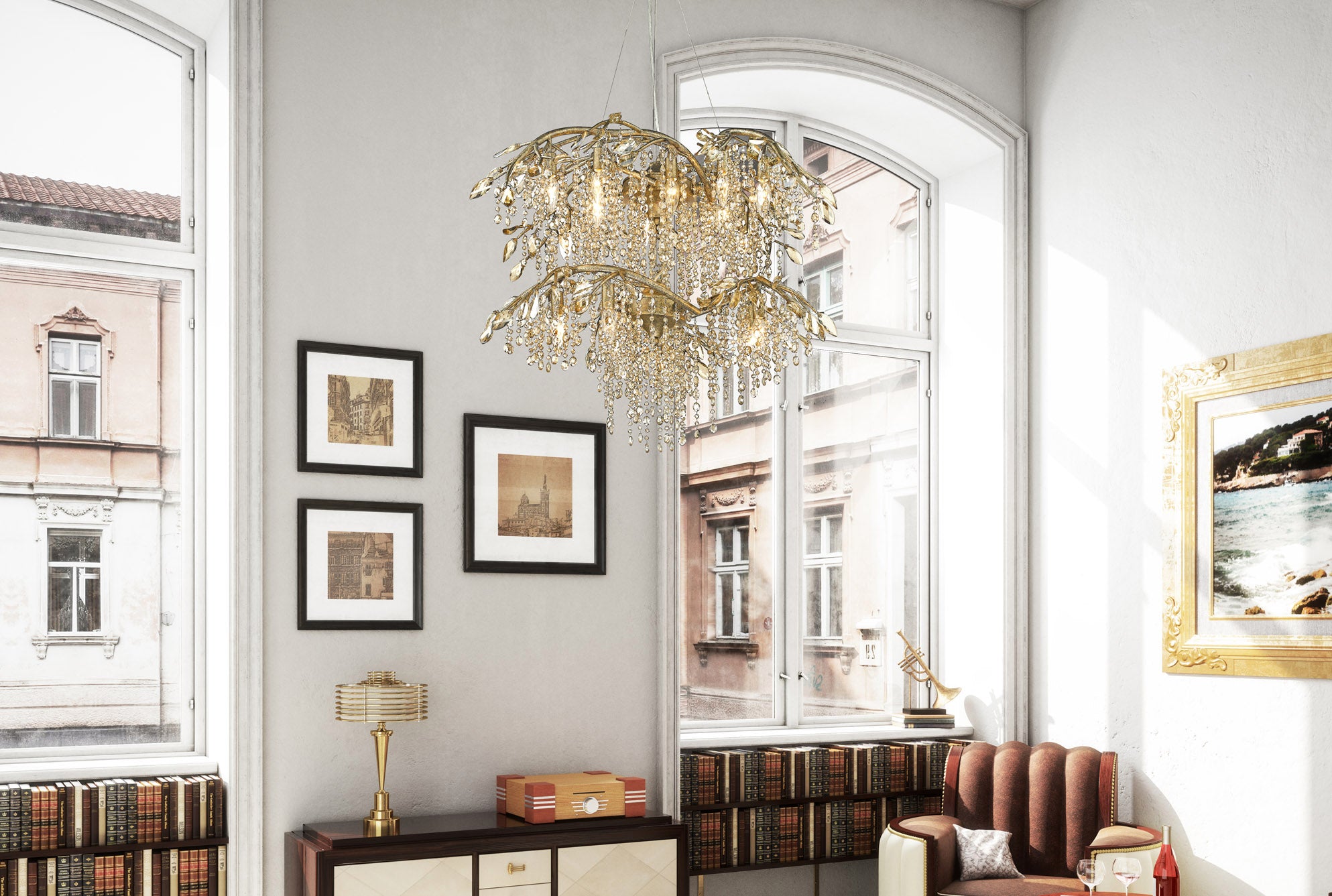 Ziva by Golden Lighting Autumn Twilight 18-light Chandelier in Mystic Gold