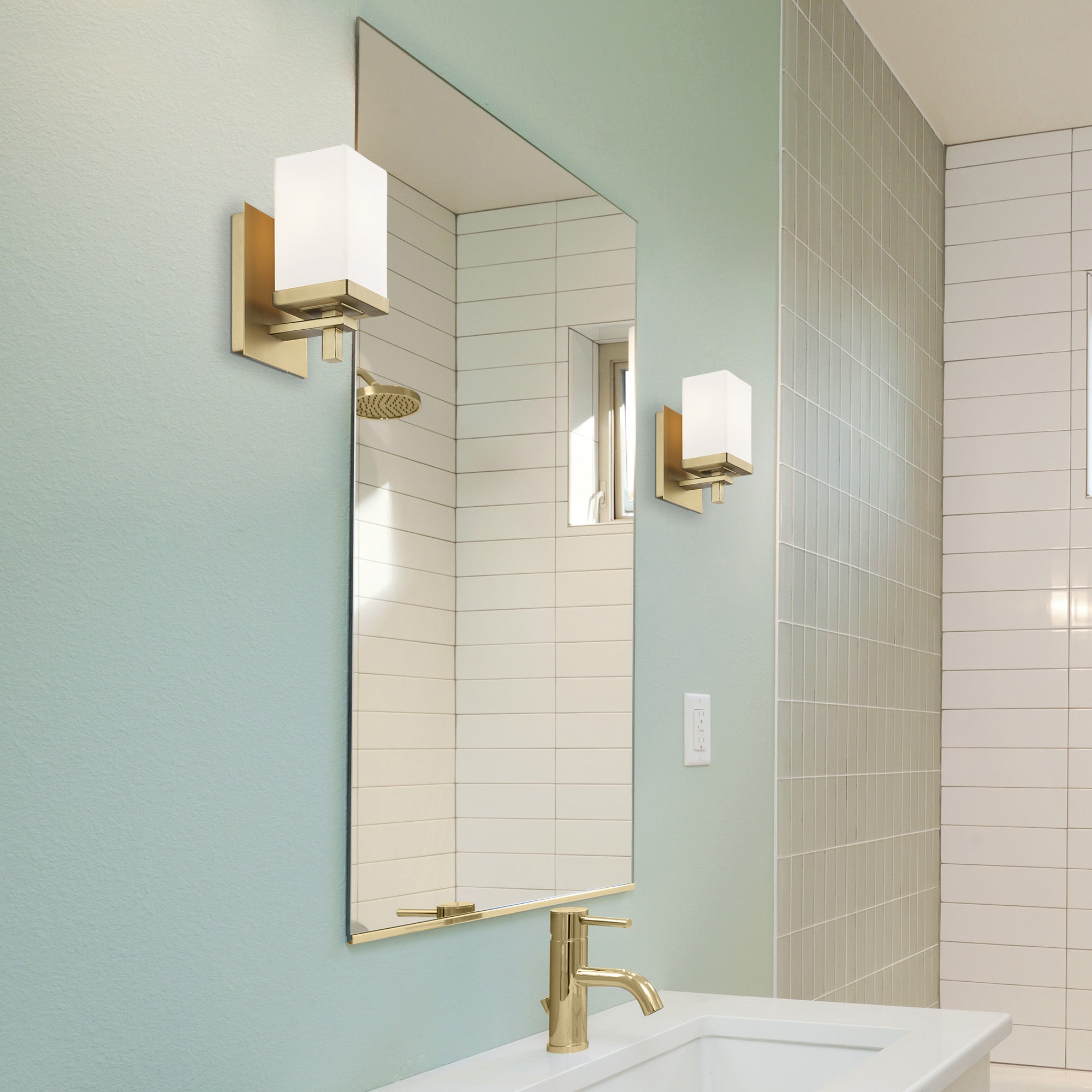 Maddox BCB 1 Light Bath Vanity in Brushed Champagne Bronze with Opal Glass Shade - Default Title - Golden Lighting