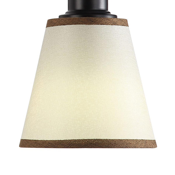 White Fabric with Brown Trim