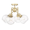 Axel Semi-Flush - Brushed Champagne Bronze / Clear Glass Shades - Golden Lighting