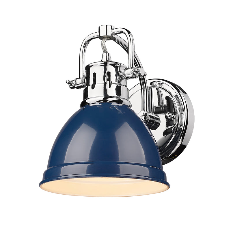 Duncan 1 Light Bath Vanity - Chrome / Navy Shade - Golden Lighting