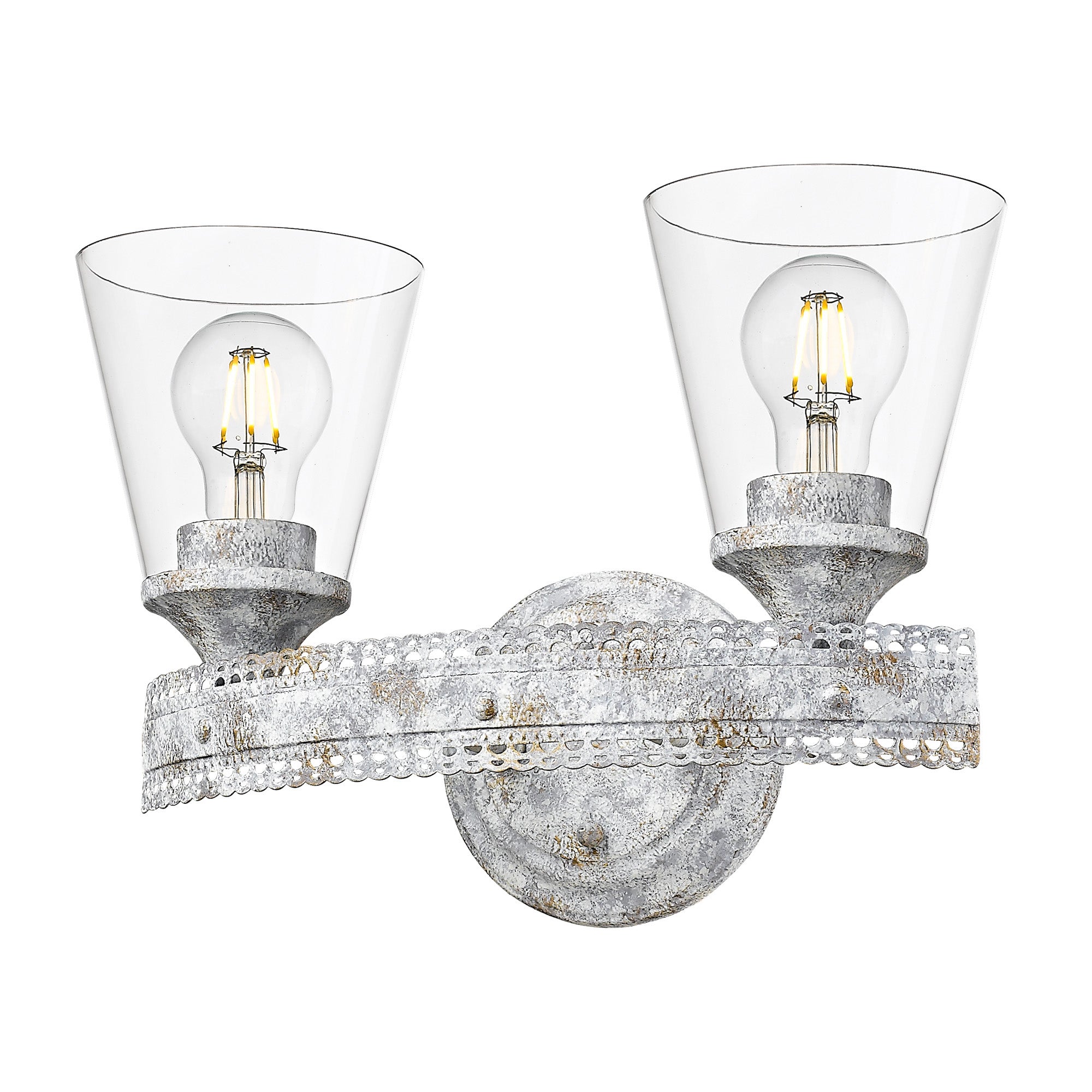 Ferris 2 Light Bath Vanity - Closeout - Oyster / Clear Glass - Golden Lighting