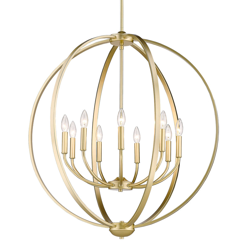 Colson 9 Light Chandelier - Olympic Gold / No Shade - Golden Lighting