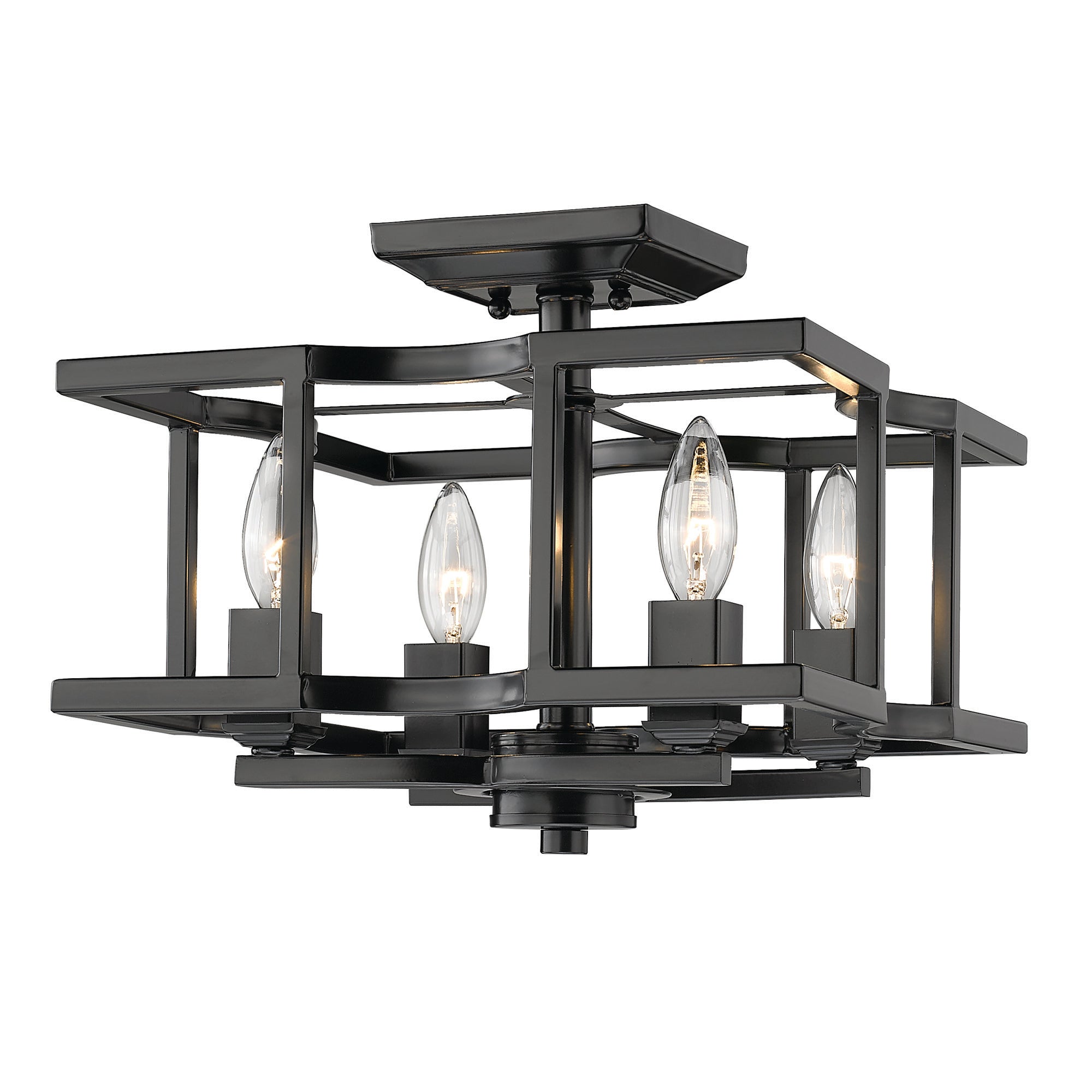Bellare Semi-Flush (Convertible) - Matte Black - Golden Lighting