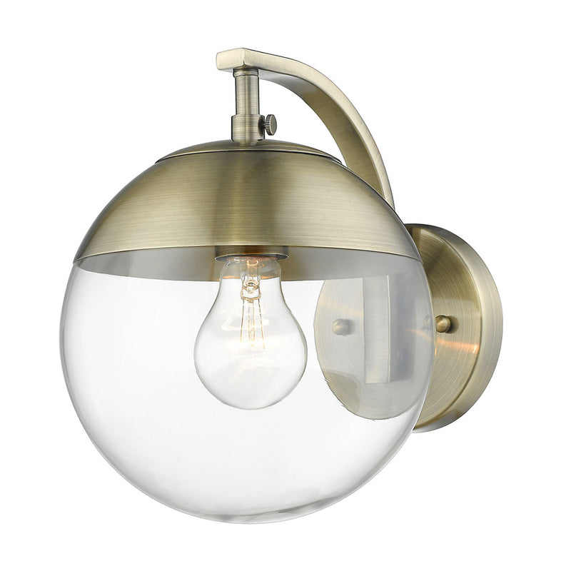 Dixon 1 Light Wall Sconce - Aged Brass / Clear Glass / Aged Brass - Golden Lighting