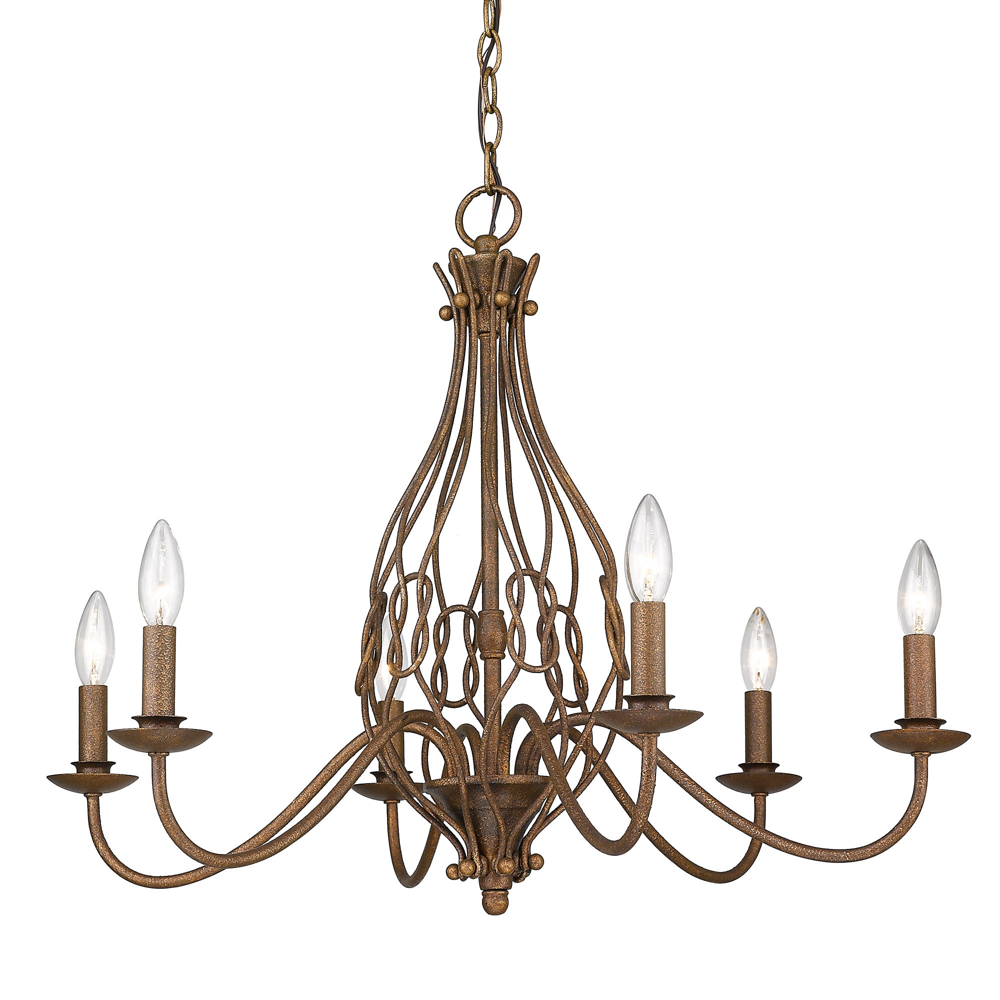 Antoinette 6 Light Chandelier - Burnished Chestnut - Golden Lighting