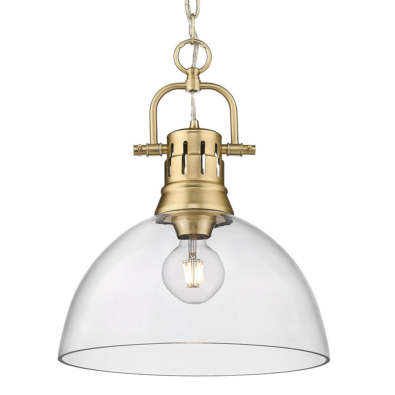 Duncan 1 Light Pendant with Chain - Brushed Champagne Bronze / Clear Glass - Golden Lighting